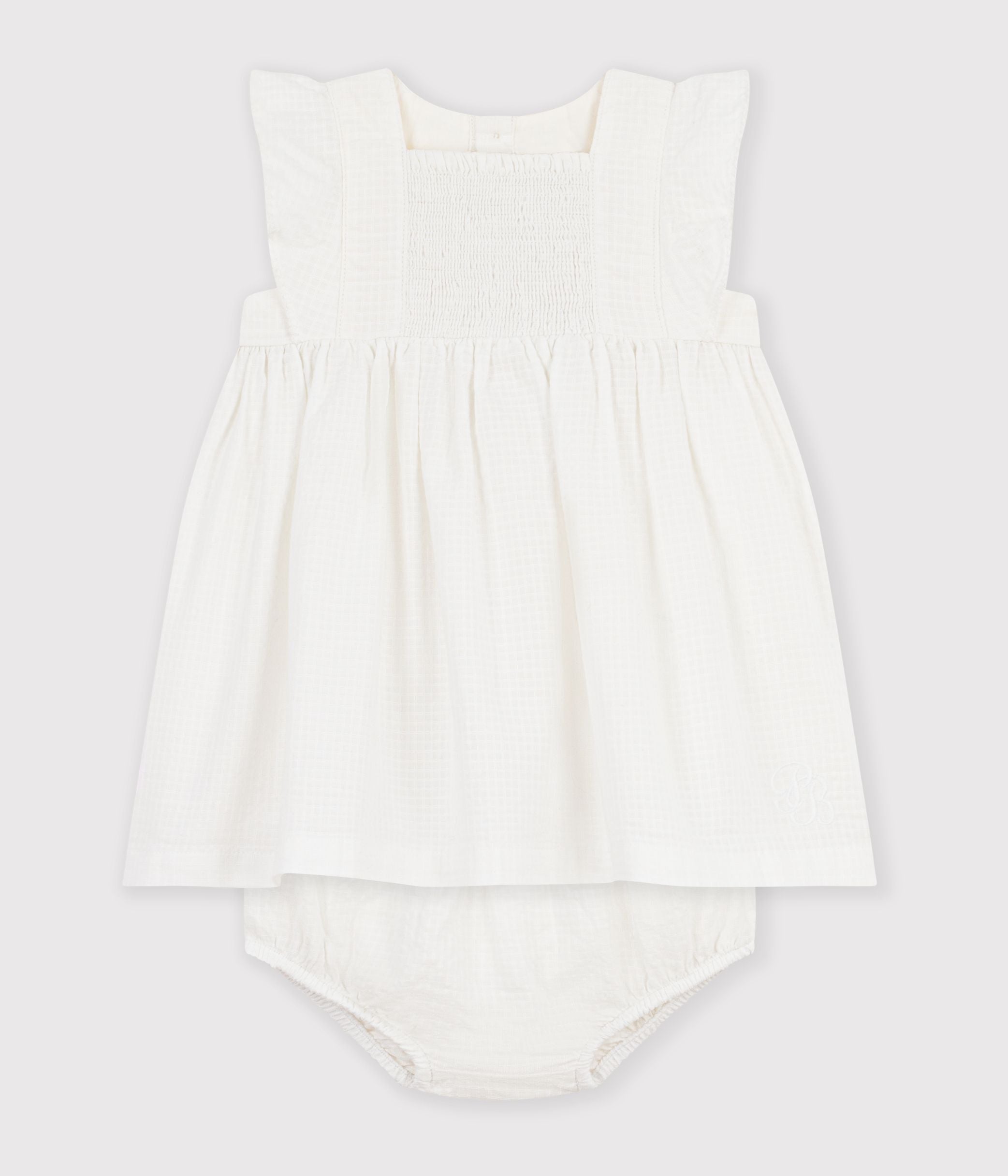robe-bébé-en-coton-manches-courtes-unie