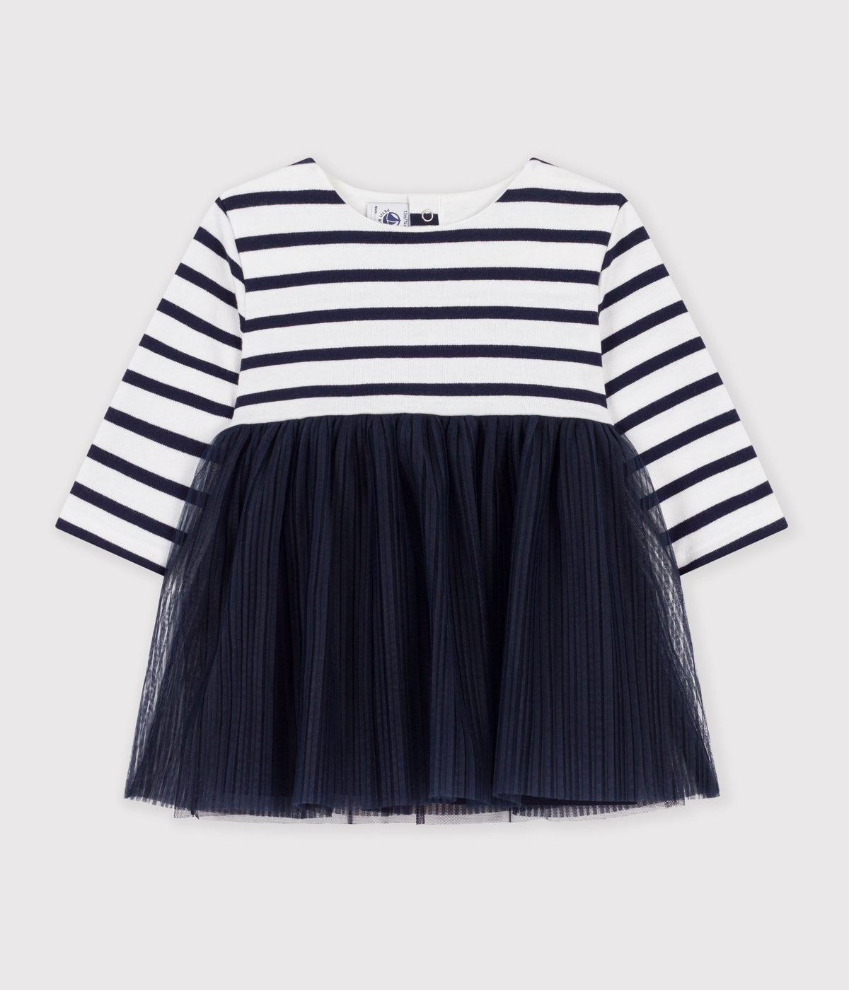 robe-bébé-bi-matière-manches-longues-à-rayures
