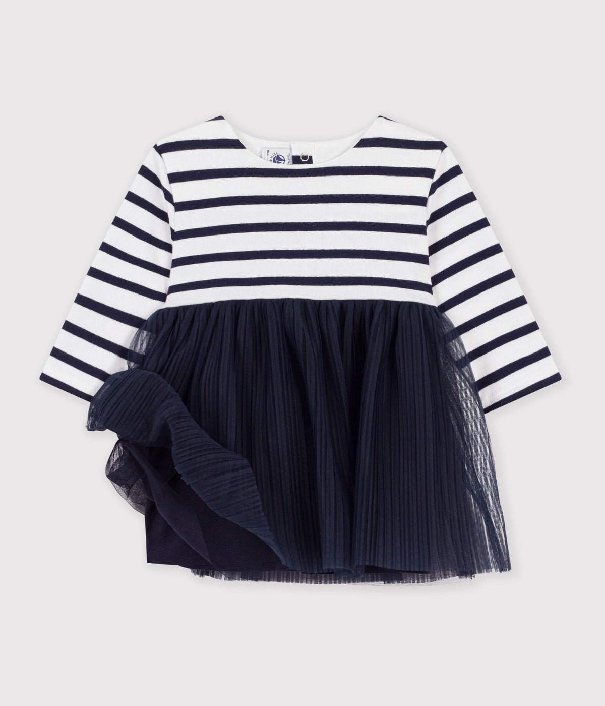 robe-bébé-bi-matière-manches-longues-à-rayures