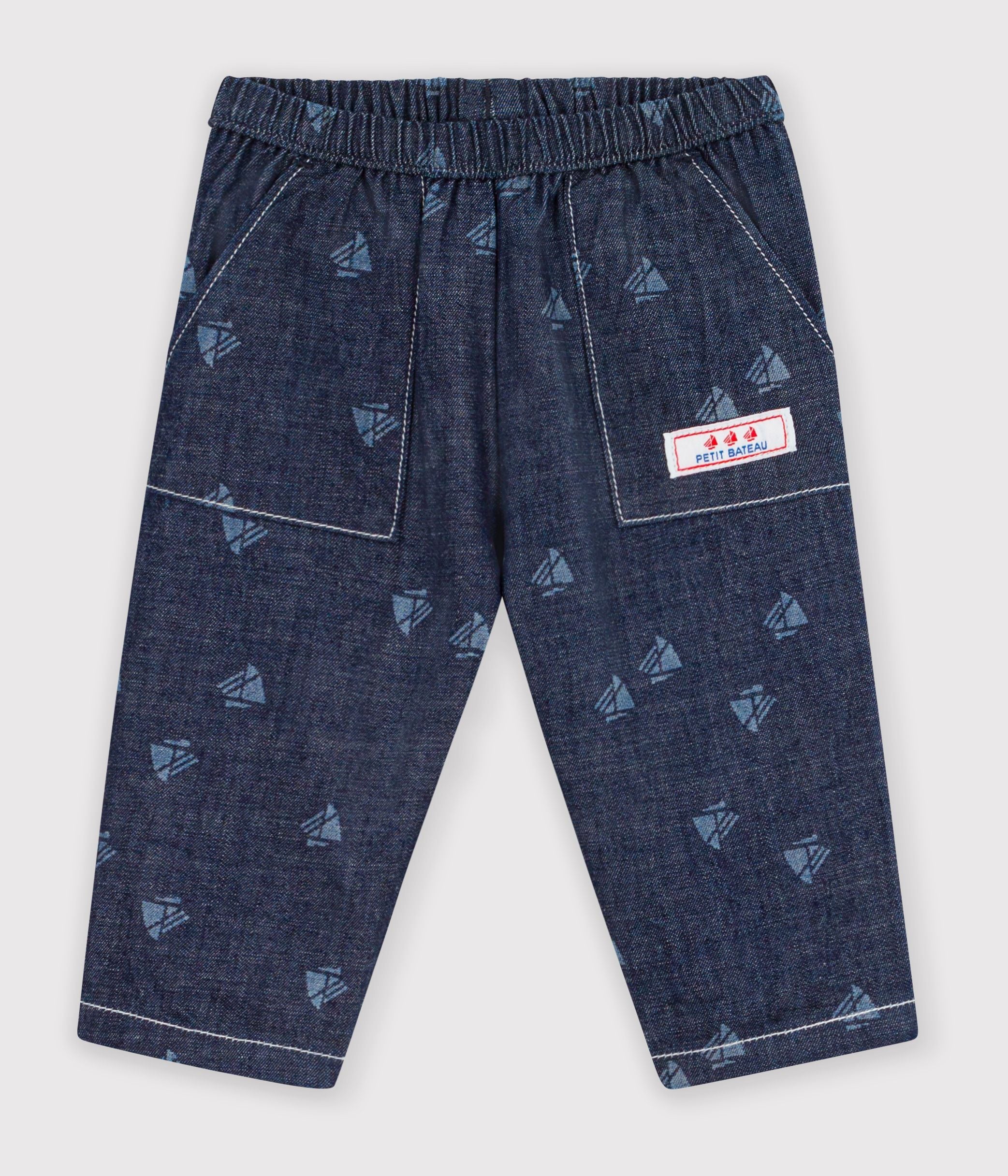 pantalon-bébé-en-denim-imprimé-bateaux