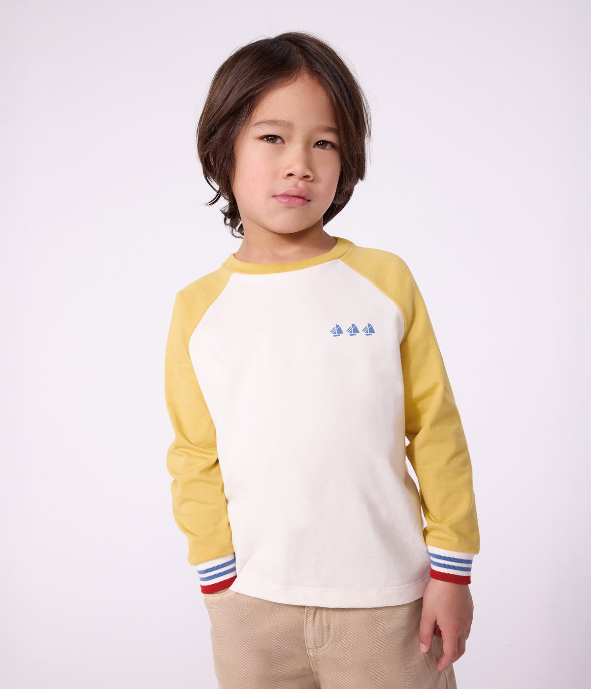 tee-shirt-enfant-manches-longues-en-coton-colorblock