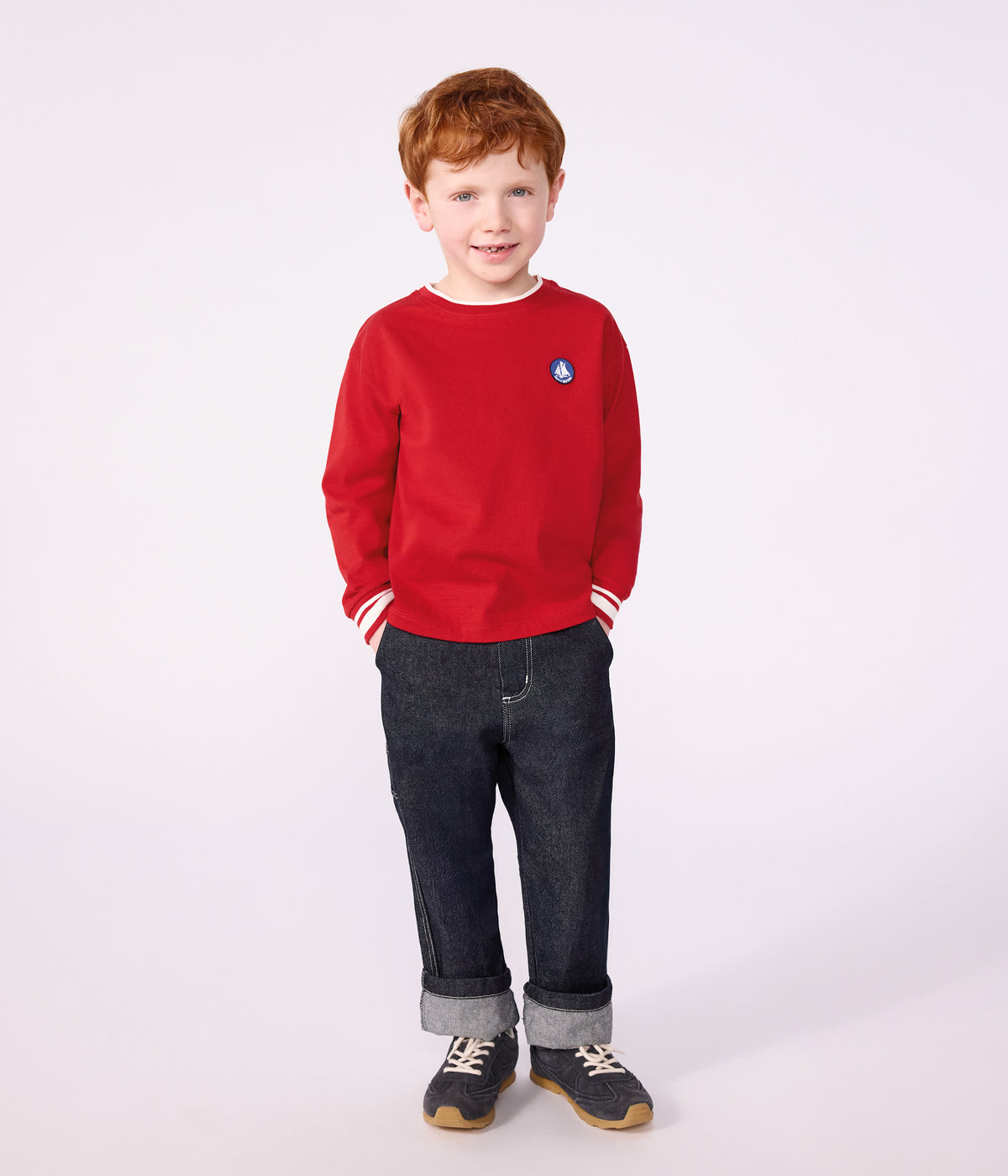 tee-shirt-enfant-manches-longues-en-coton-uni