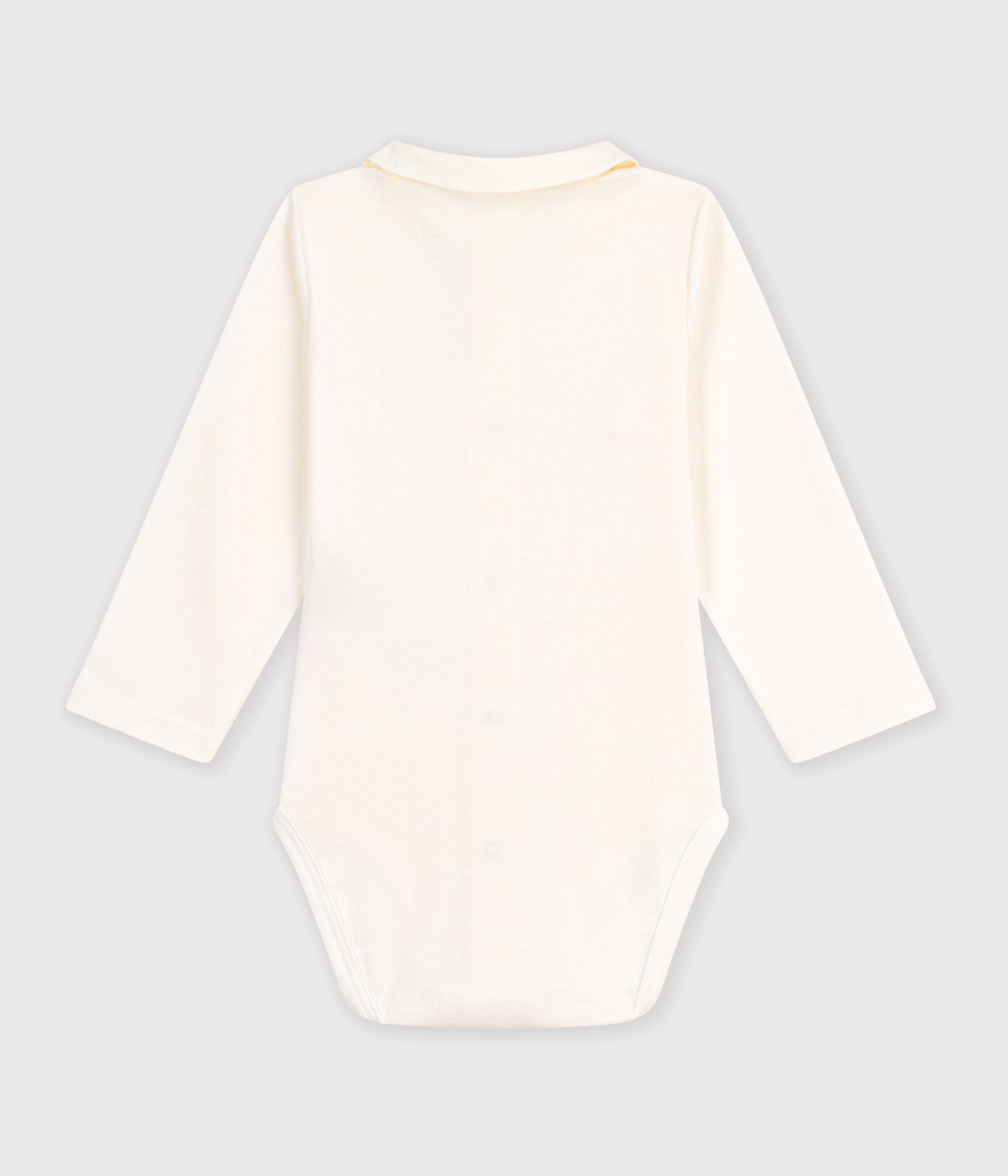 body-bébé-en-coton-manches-longues-à-col-brodé-uni