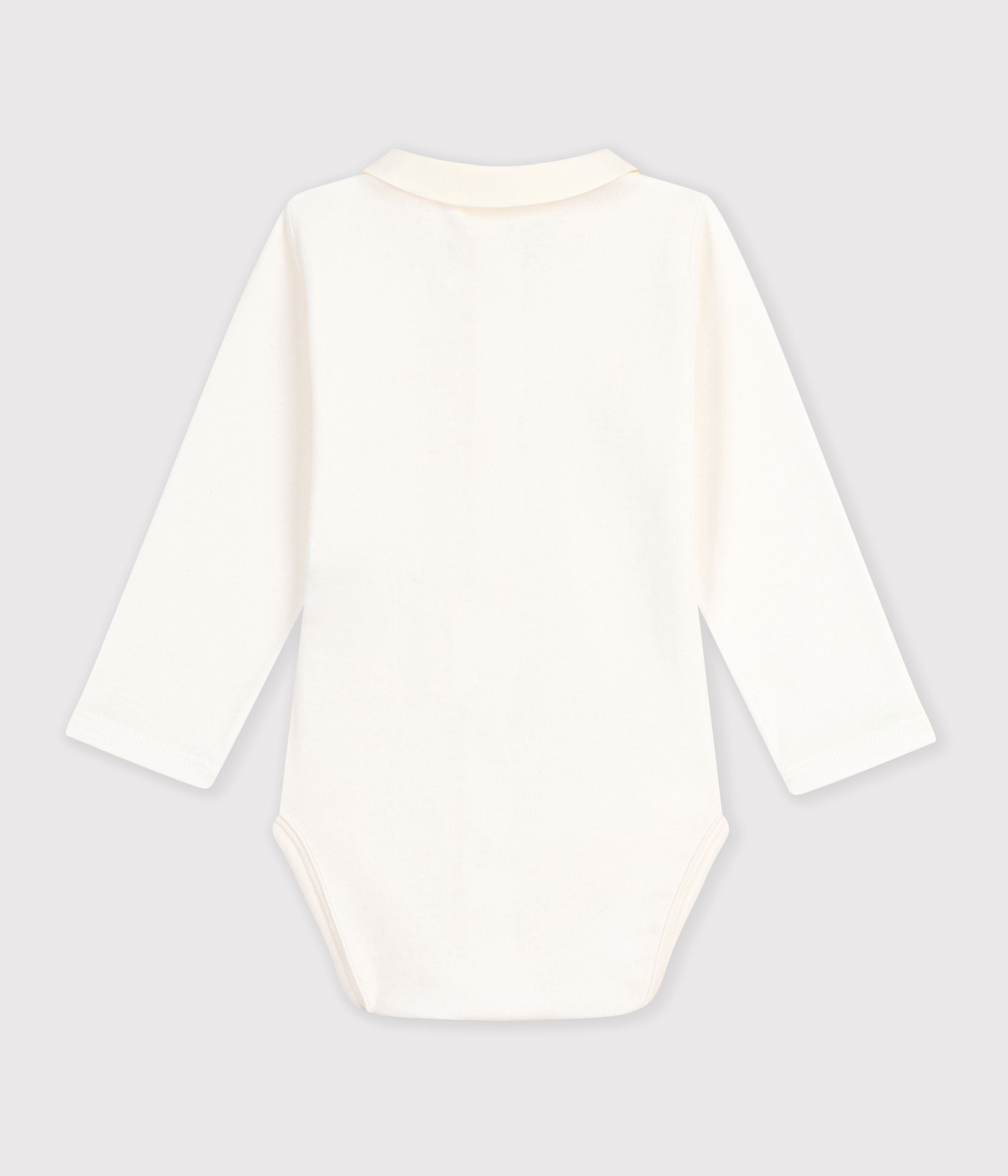 body-bébé-en-coton-manches-longues-à-col-brodé-uni