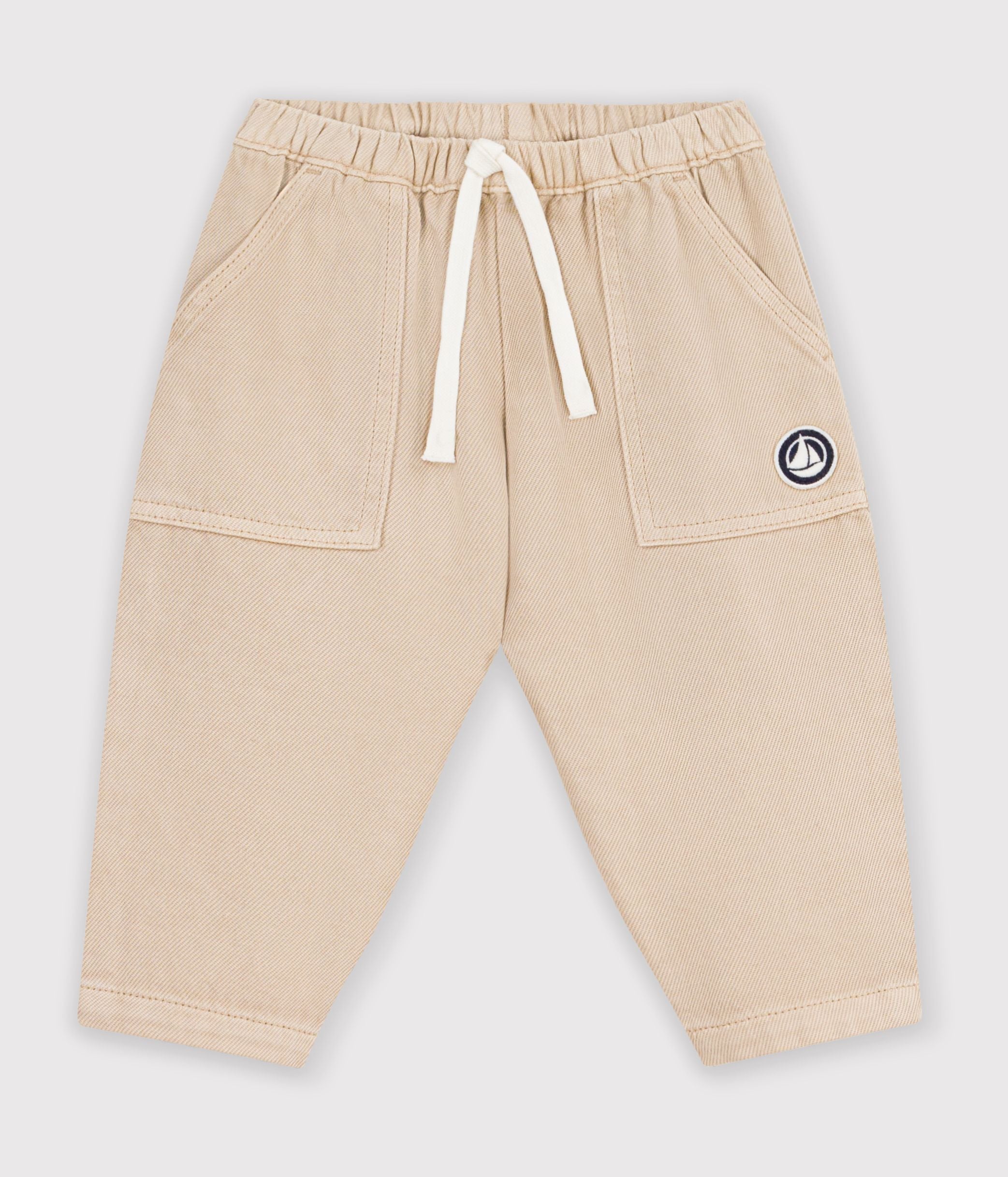 pantalon-bébé-en-coton-uni-avec-badge,-style-cargo