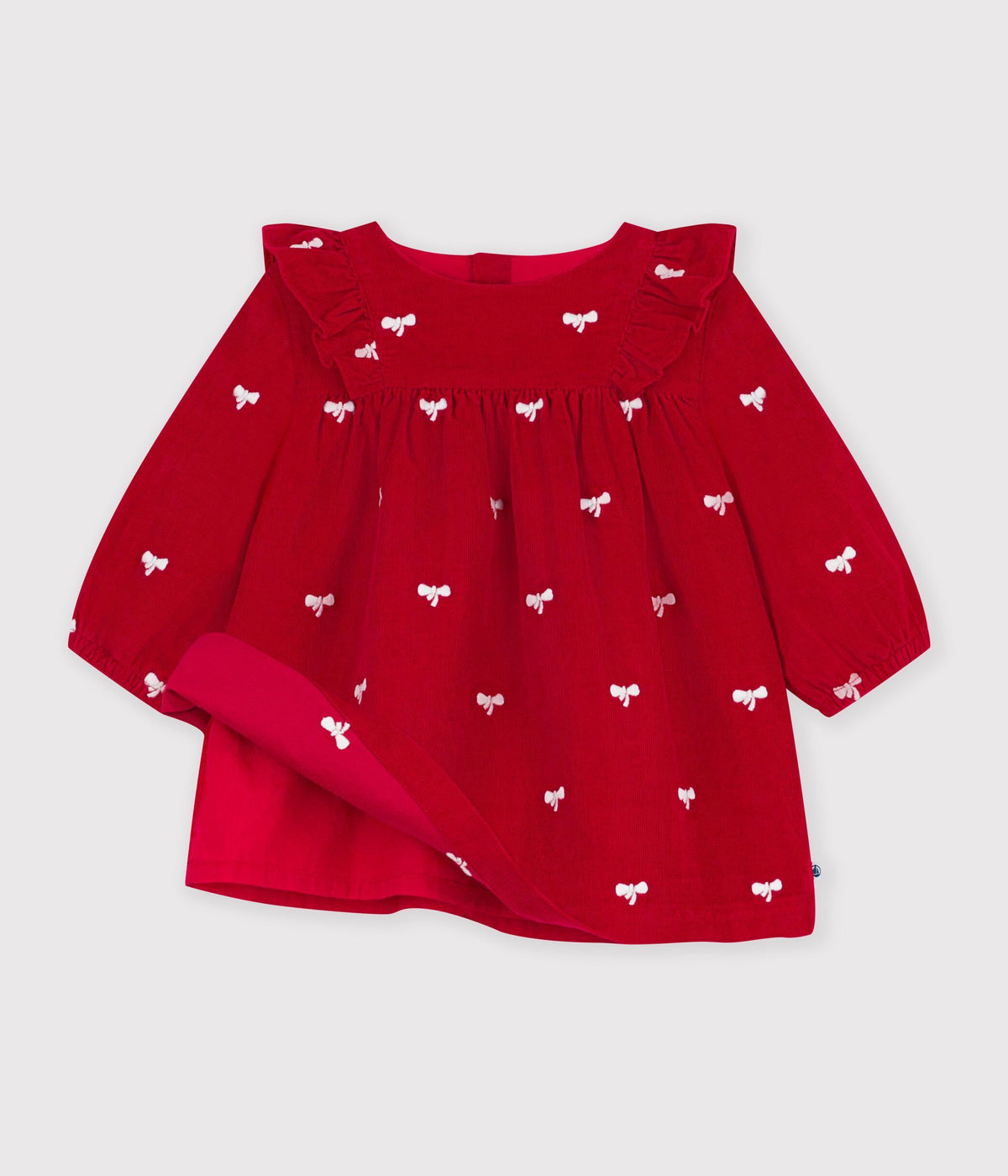 robe-bébé-en-velours-manches-longues-et-broderies-motif-noeuds