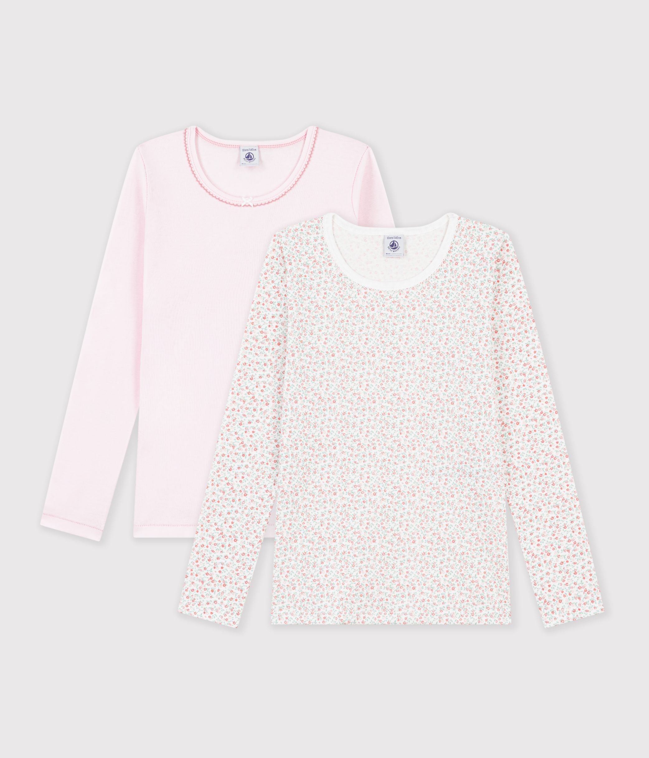 lot-de-tee-shirts-enfant-en-coton-manches-longues-à-fleurs