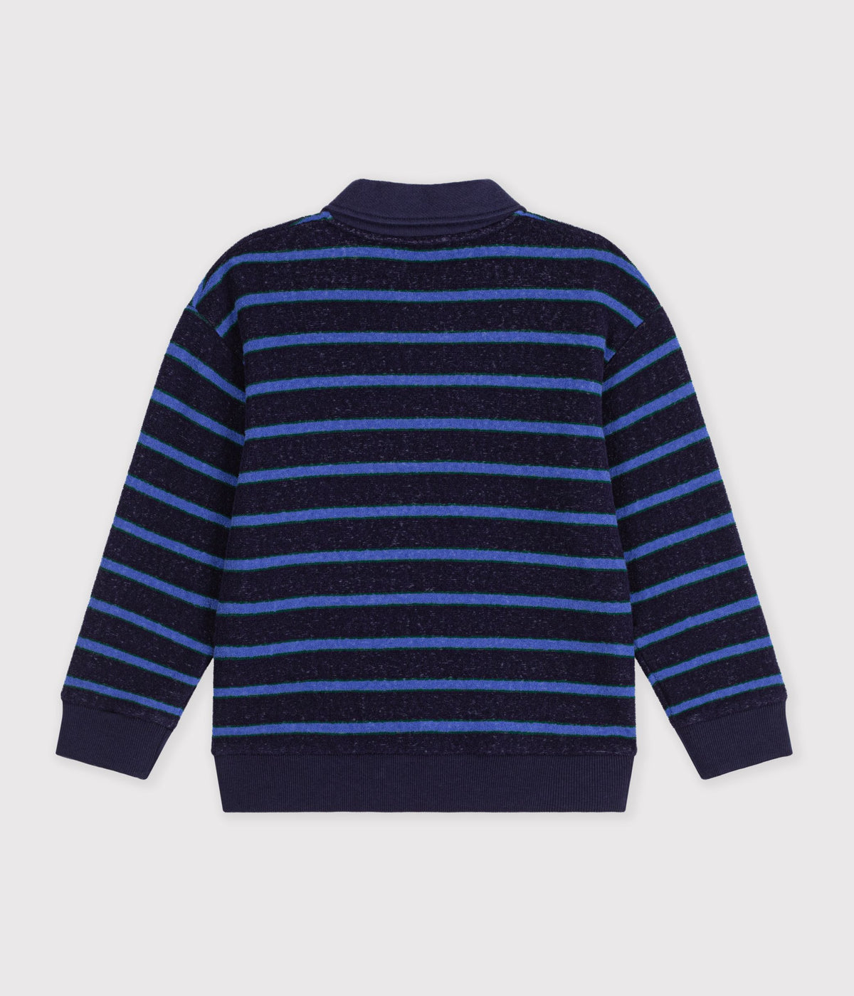sweatshirt-col-polo-enfant-en-coton-à-rayures