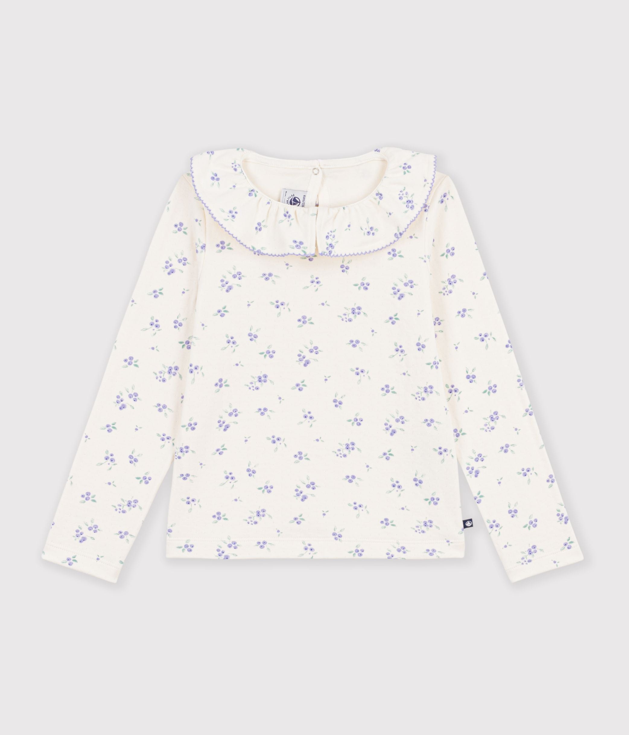 tee-shirt-à-col-enfant-manches-longues-à-fleurs