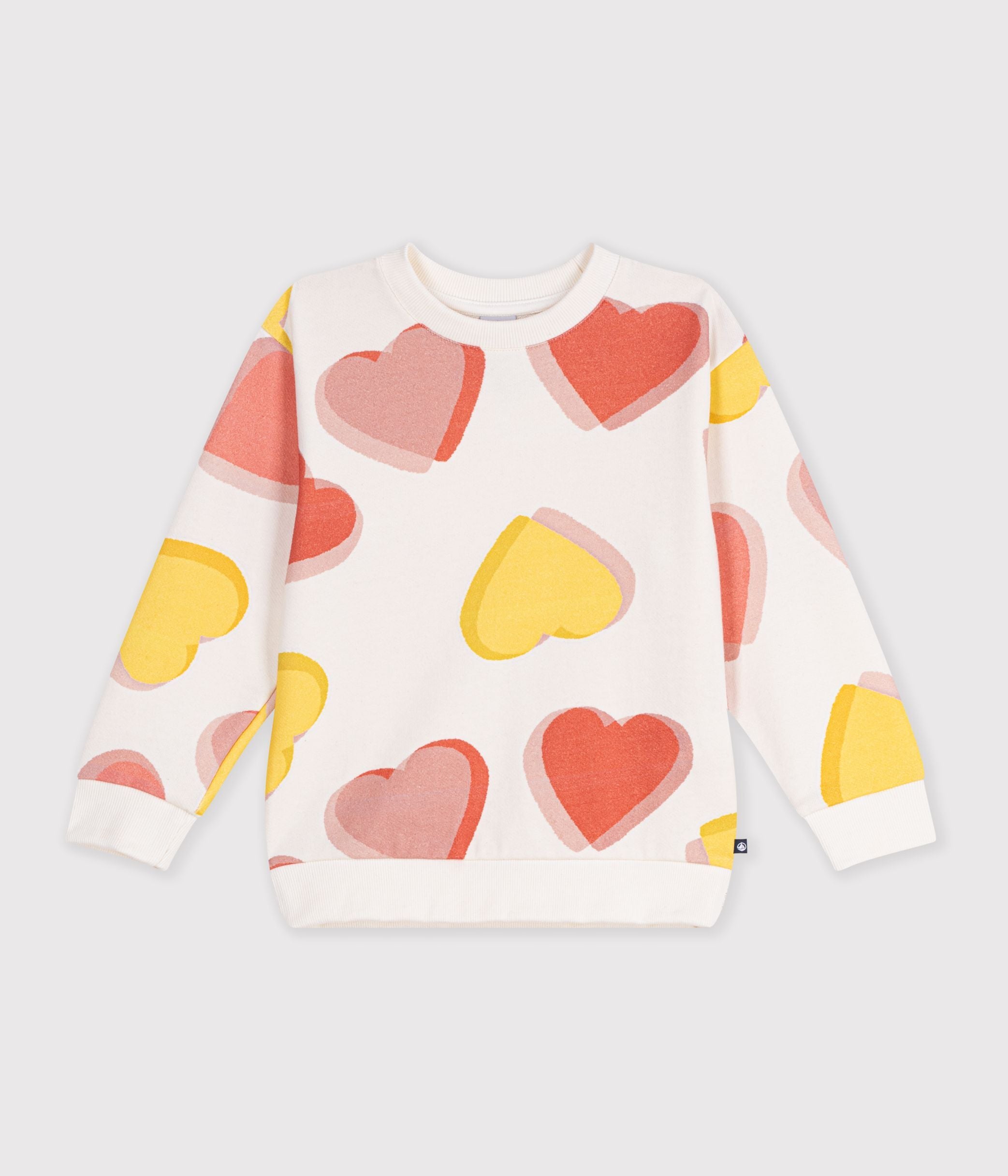 sweatshirt-enfant-en-coton-imprimé-coeurs