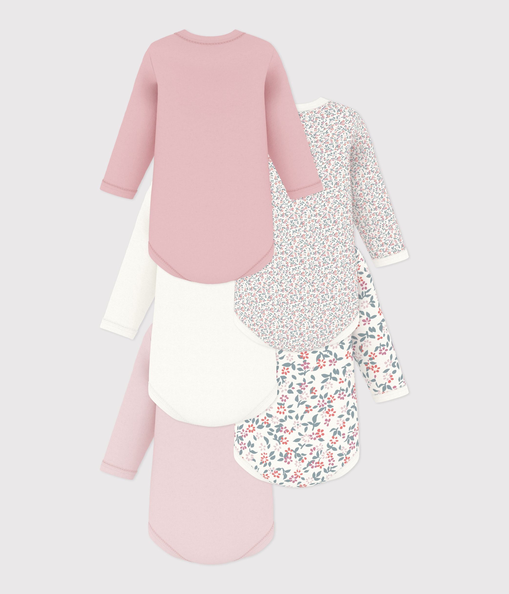 lot-de-bodies-manches-longues-en-coton-imprimé-à-fleurs-bébé