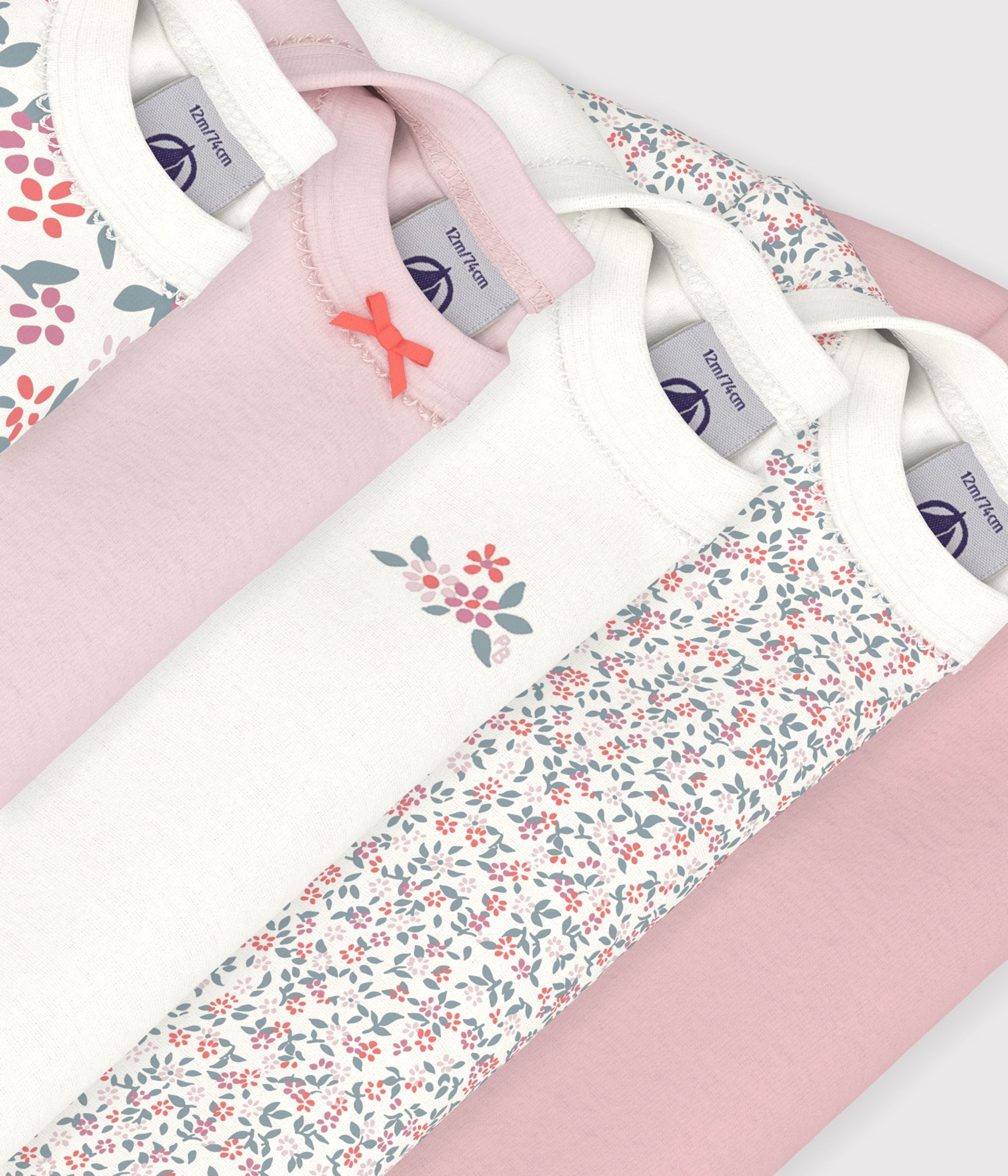 lot-de-bodies-manches-longues-en-coton-imprimé-à-fleurs-bébé
