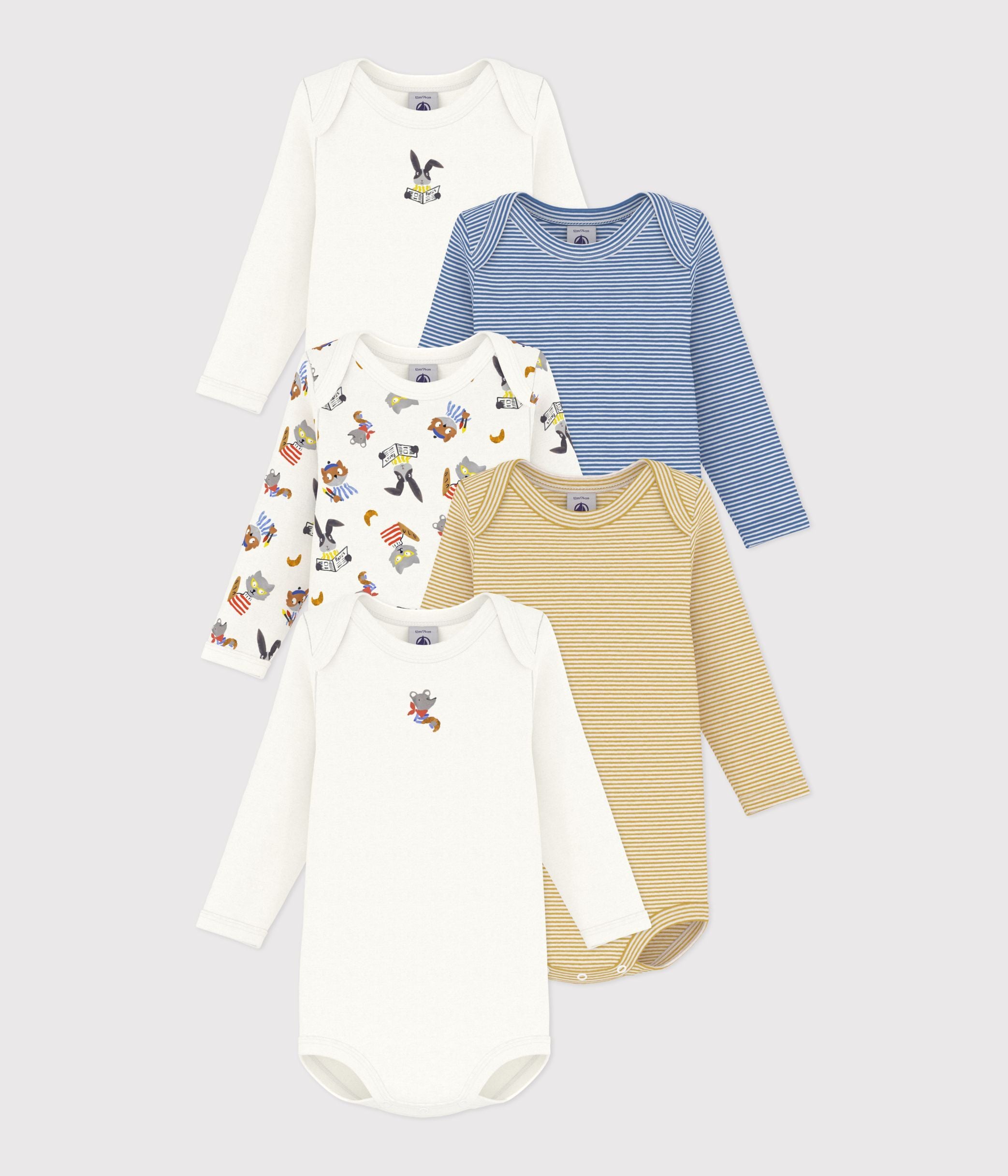 lot-de-bodies-manches-longues-en-coton-imprimé-animaux-bébé