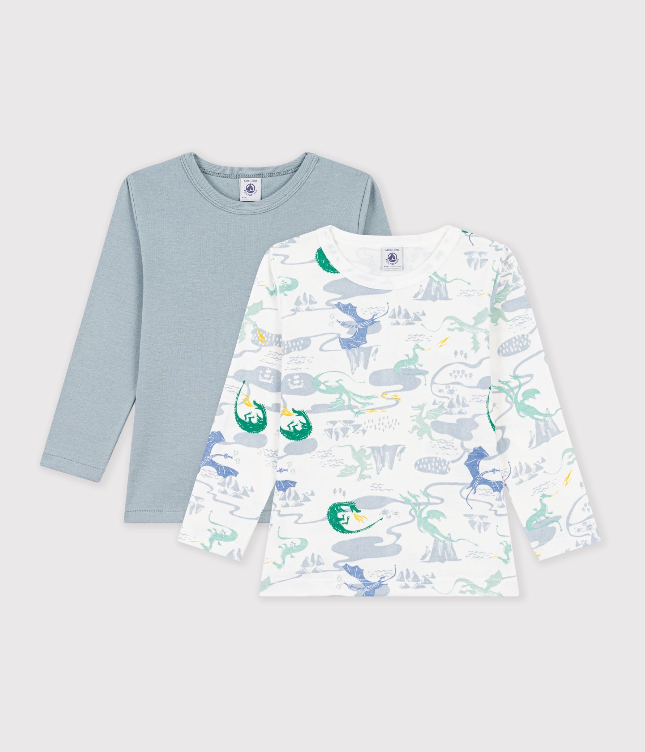 lot-de-tee-shirts-enfant-en-coton-manches-longues-imprimé-dragons