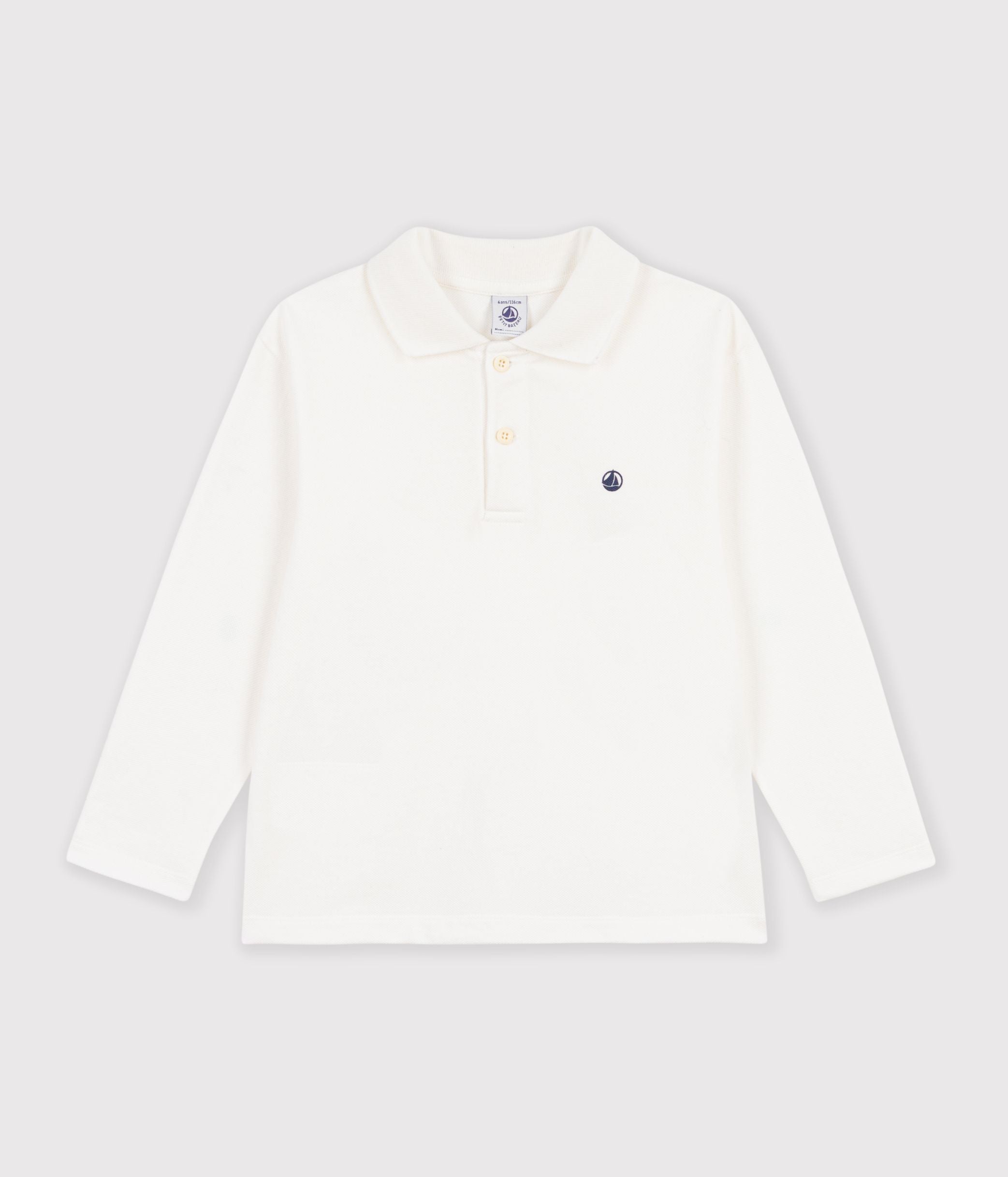 polo-enfant-en-coton-à-manche-longues-uni