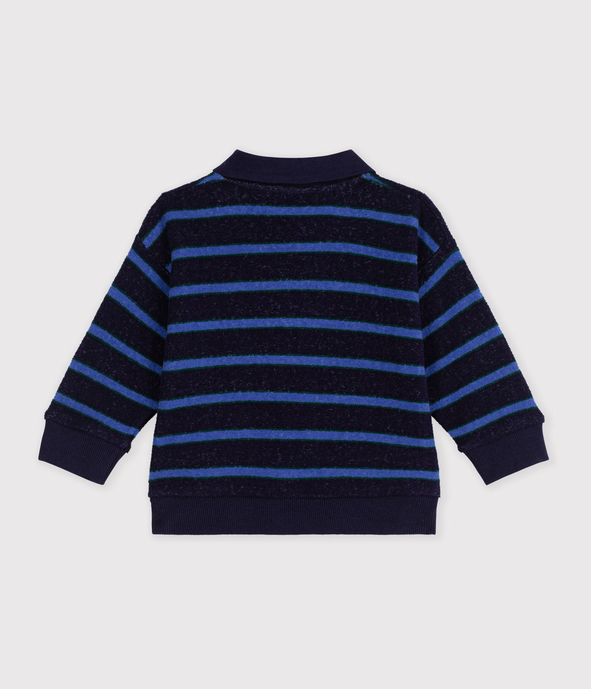 sweatshirt-bébé-en-coton-à-rayures-et-son-col-polo