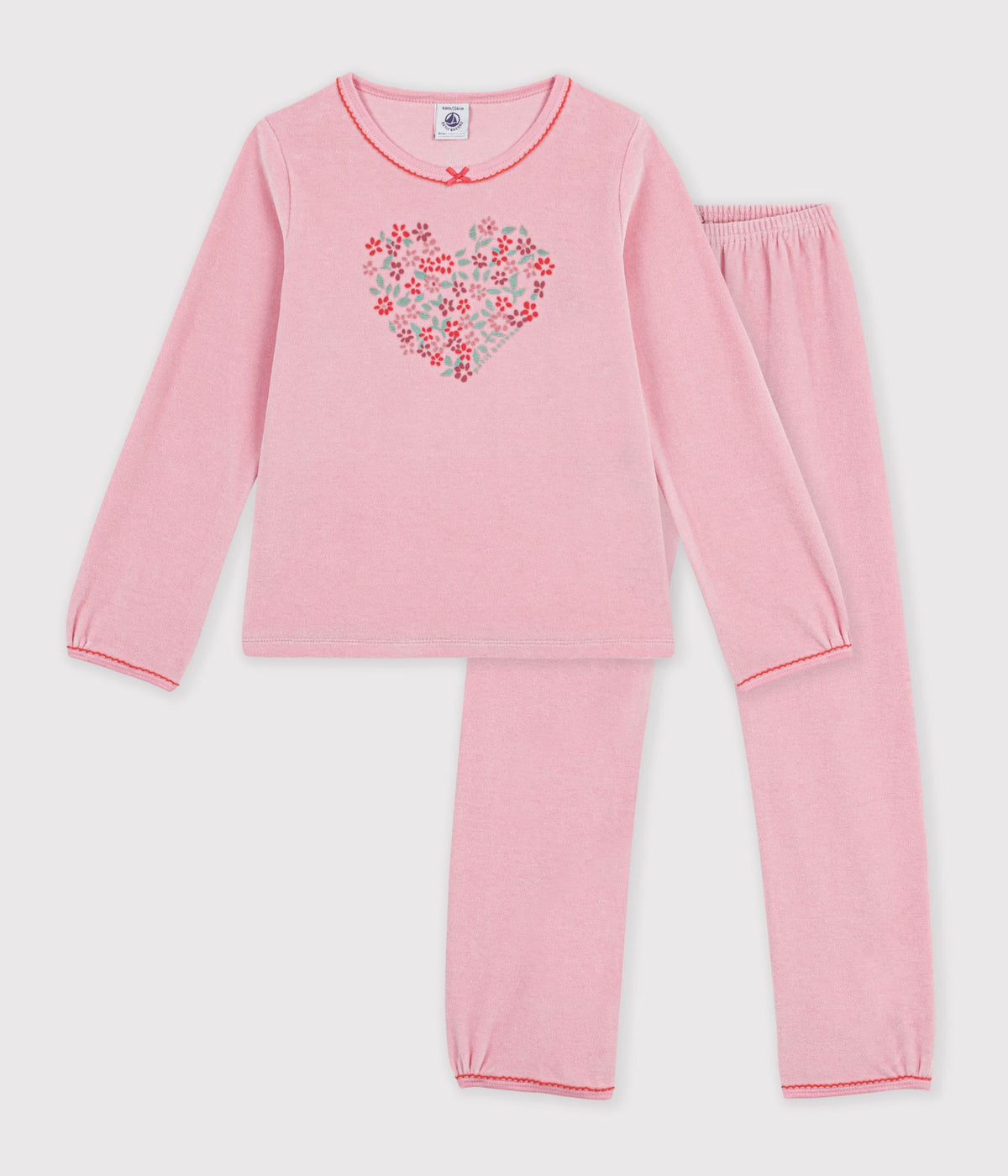 pyjama-enfant-en-velours-à-motif-coeurs