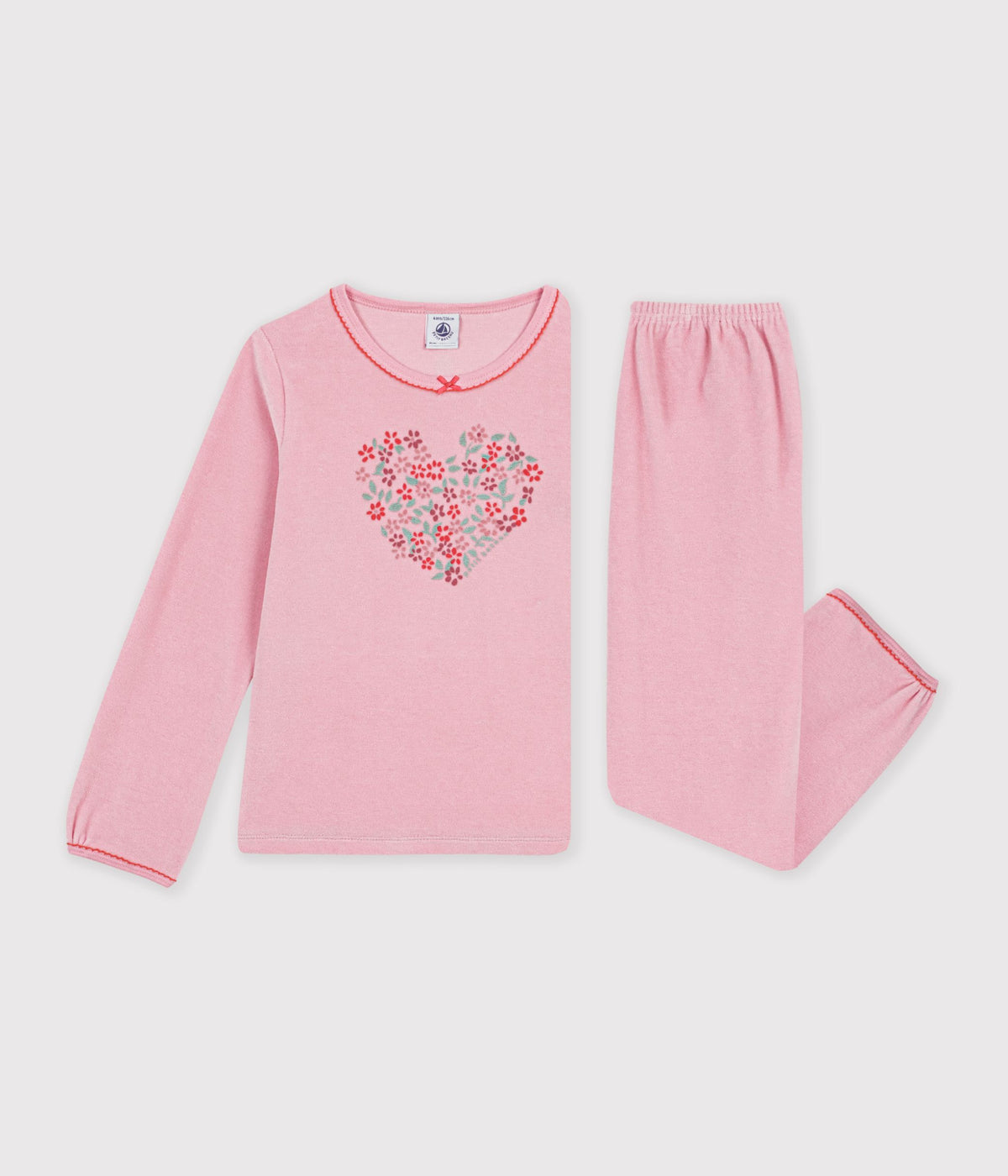 pyjama-enfant-en-velours-à-motif-coeurs