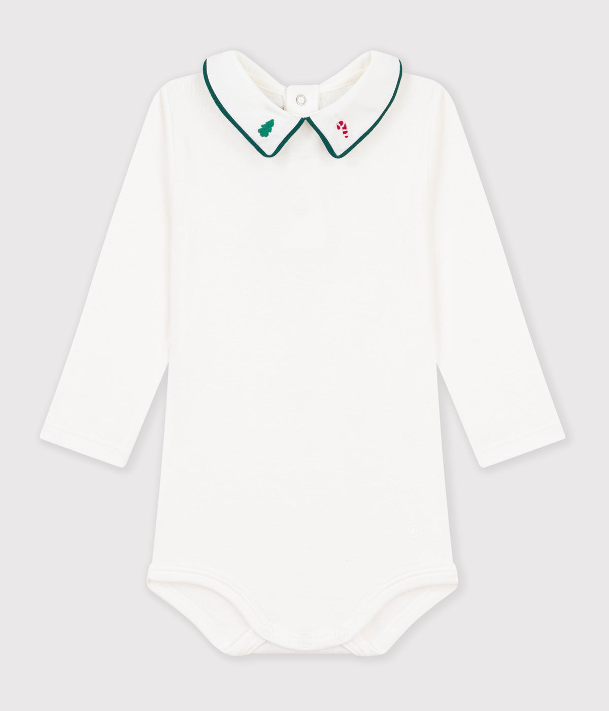 body-bébé-en-coton-uni-à-col-brodé