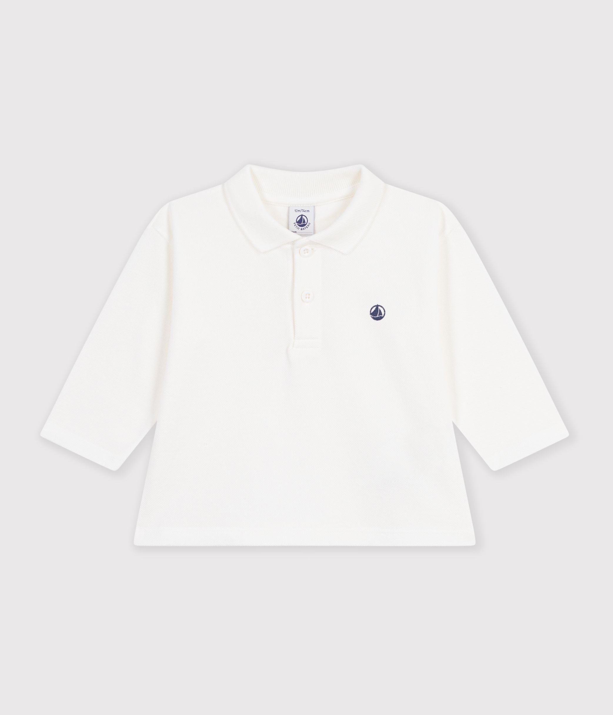 polo-bébé-en-coton-à-manches-longues-uni