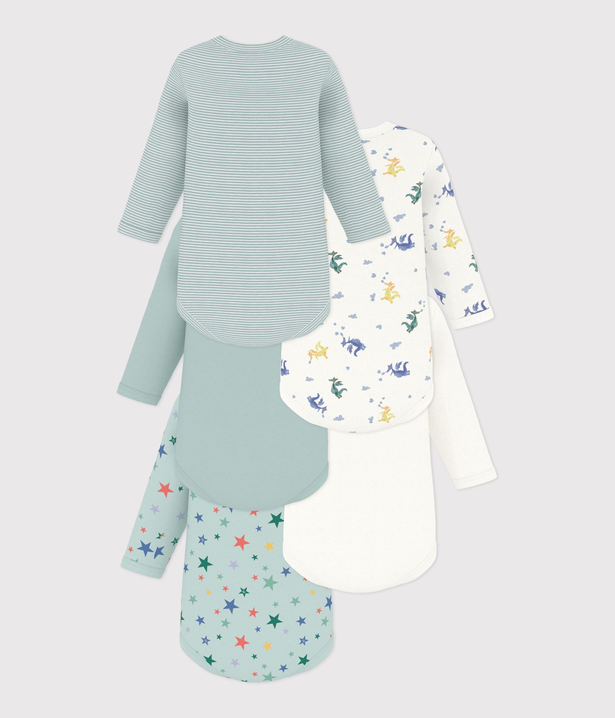 lot-de-bodies-manches-longues-en-coton-imprimé-dragons-bébé