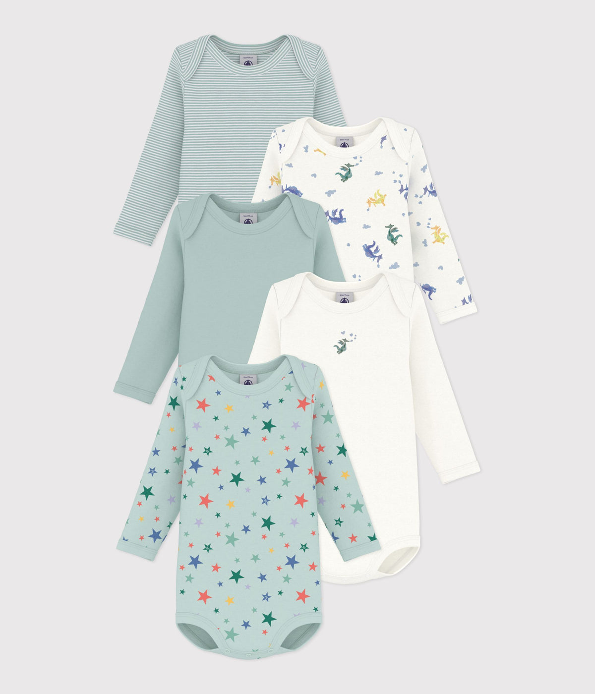 lot-de-bodies-manches-longues-en-coton-imprimé-dragons-bébé