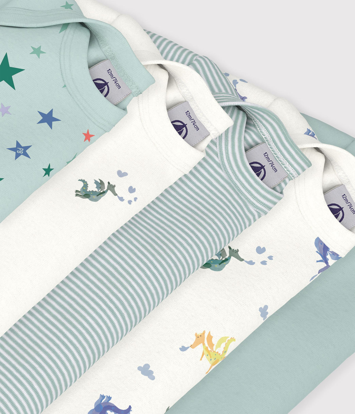 lot-de-bodies-manches-longues-en-coton-imprimé-dragons-bébé