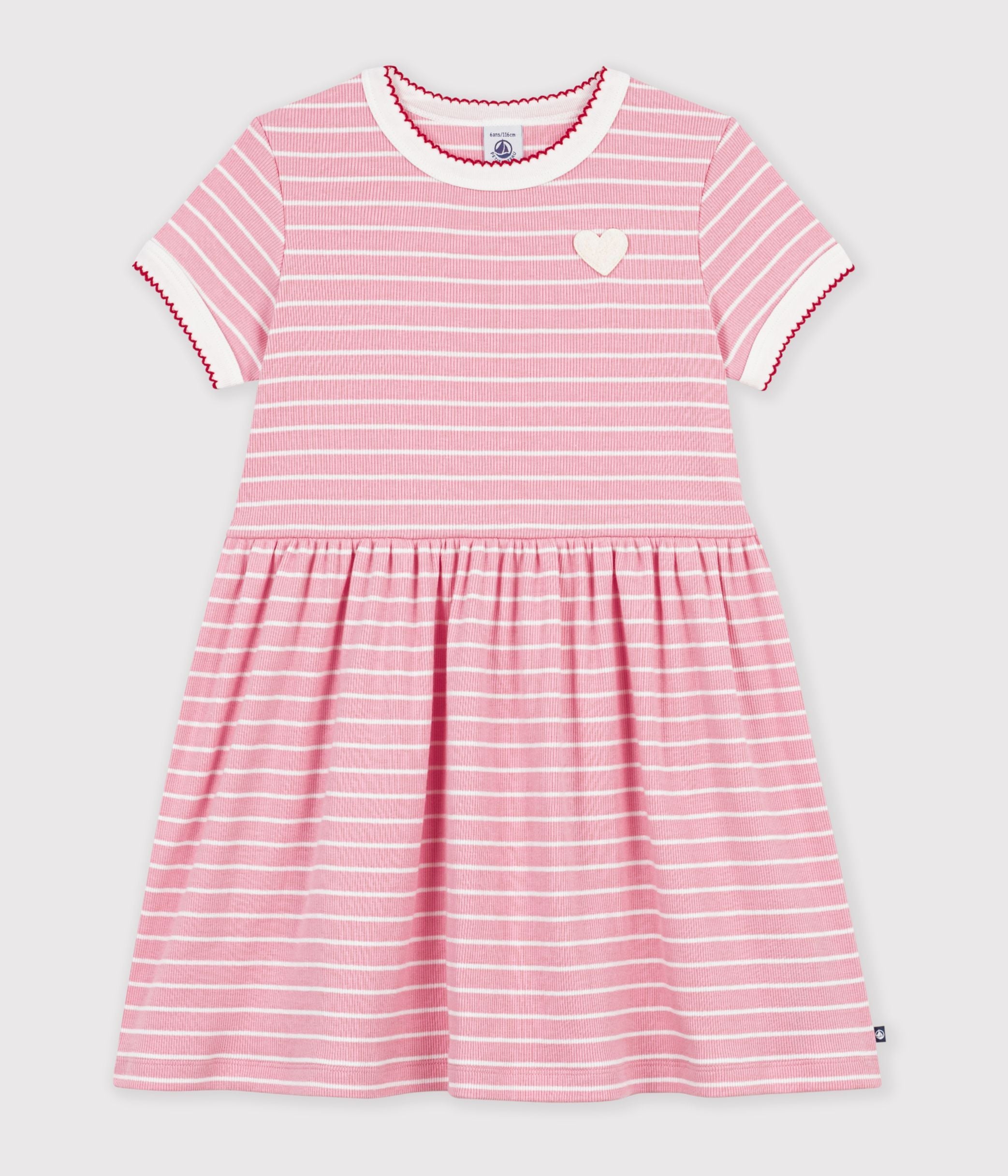 robe-enfant-en-coton-manches-courtes-à-rayures
