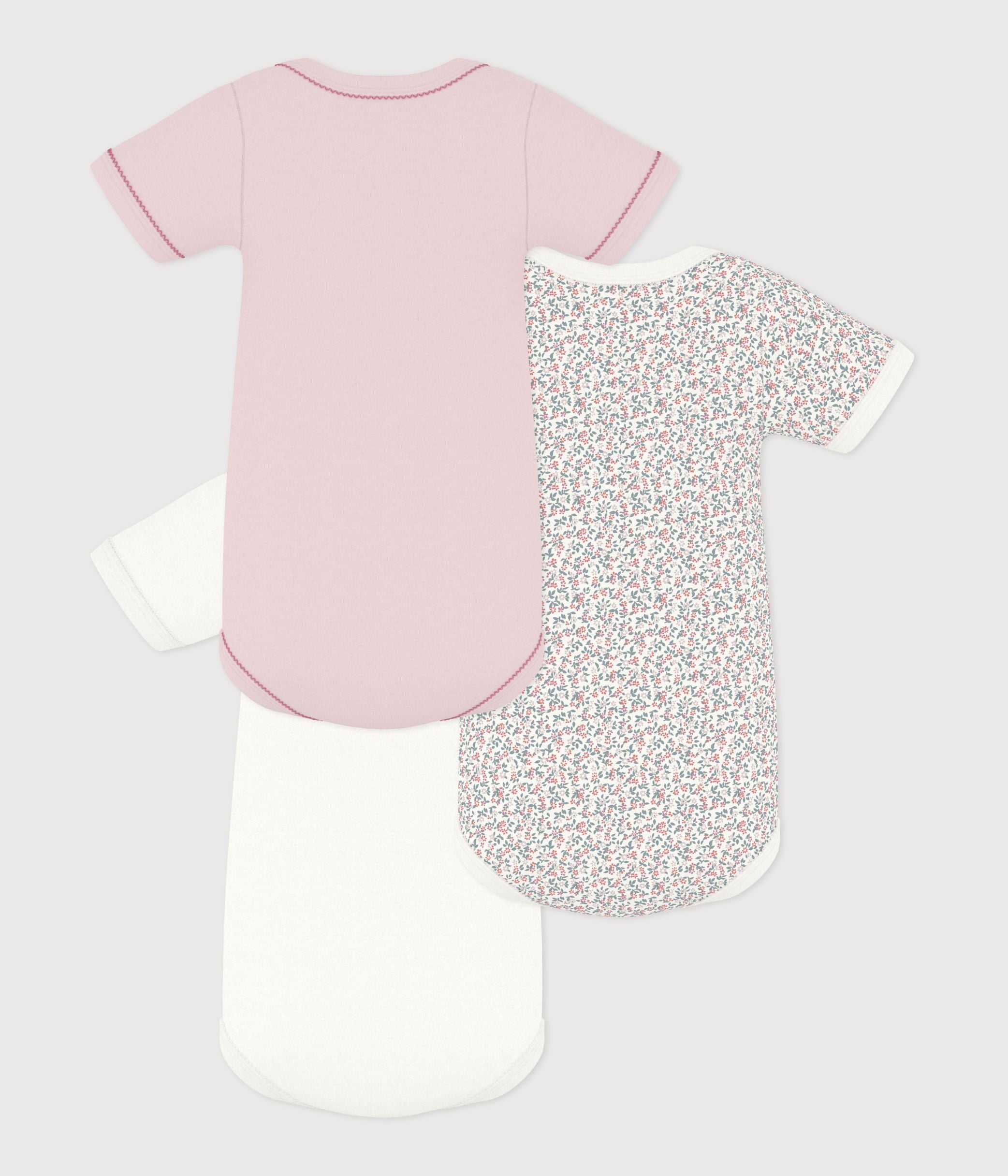 lot-de-bodies-manches-courtes-en-coton-imprimé-à-fleurs-bébé