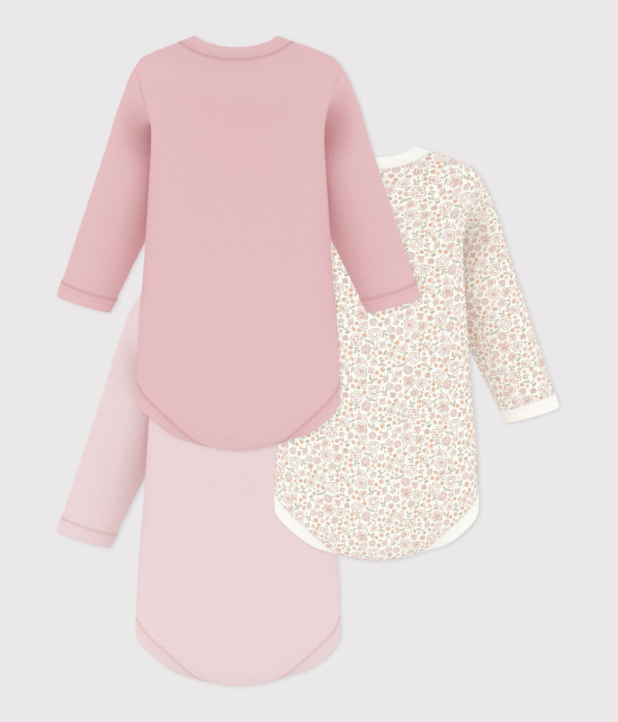 lot-de-bodies-manches-longues-en-coton-imprimé-à-fleurs-bébé