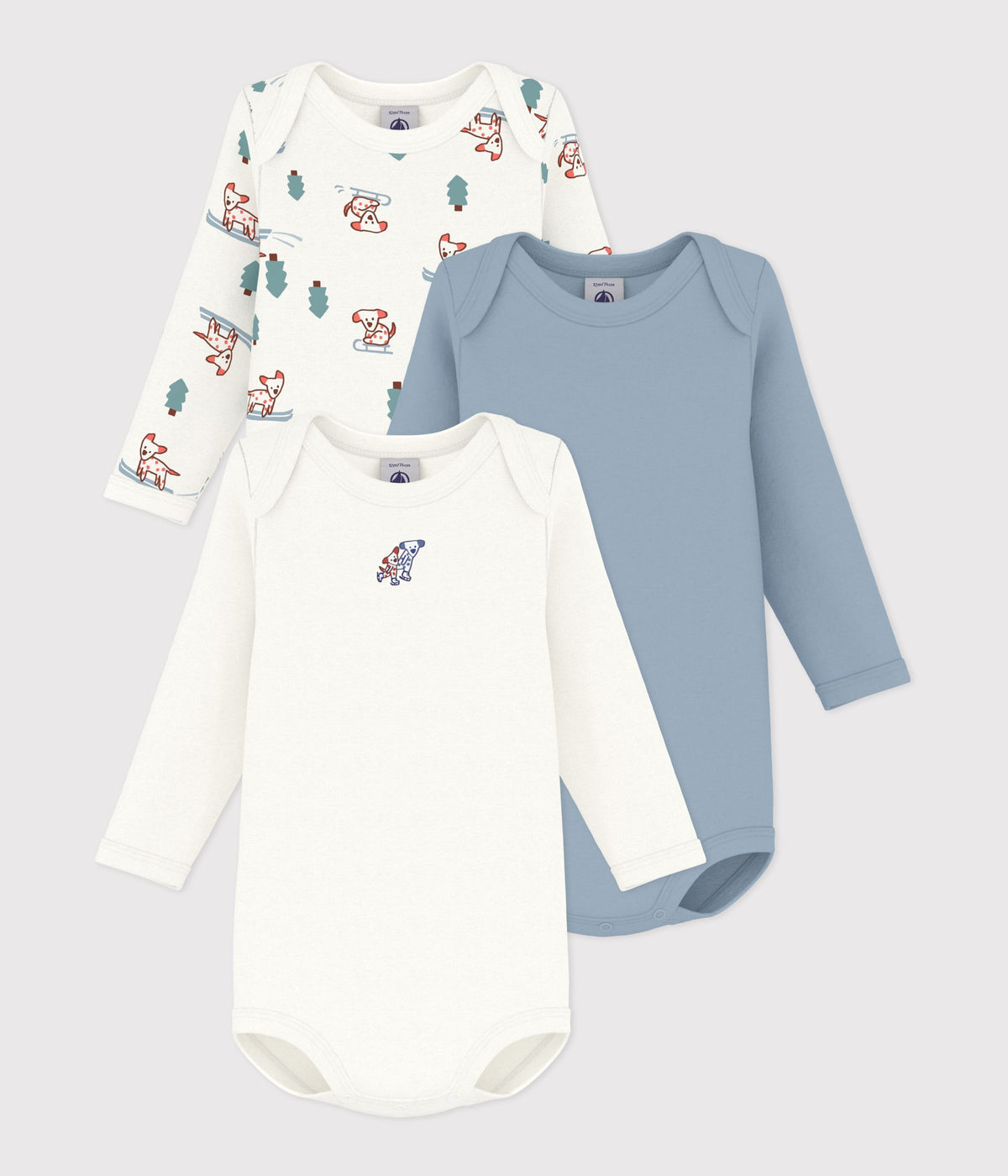 lot-de-bodies-manches-longues-en-coton-imprimé-chiens-bébé