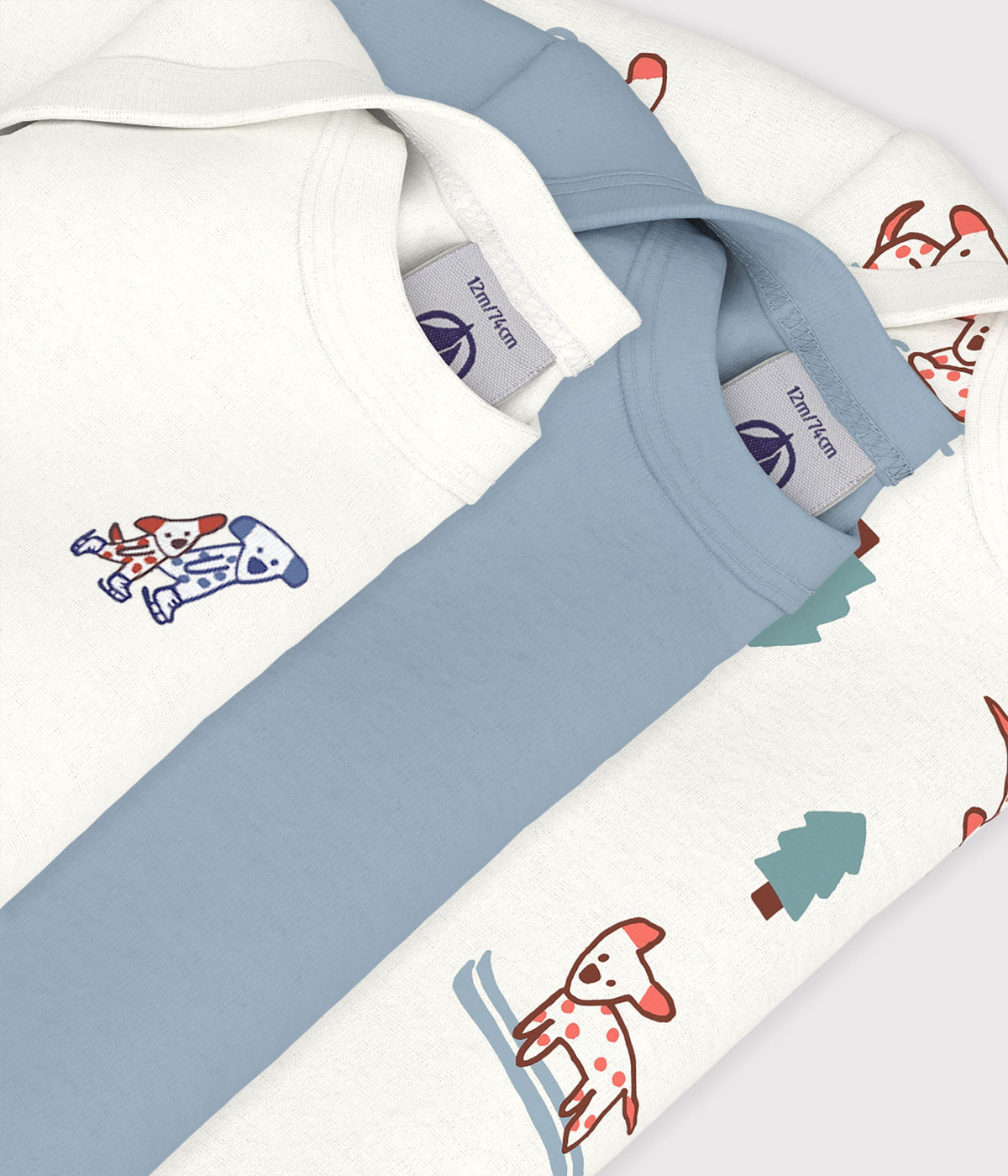 lot-de-bodies-manches-longues-en-coton-imprimé-chiens-bébé