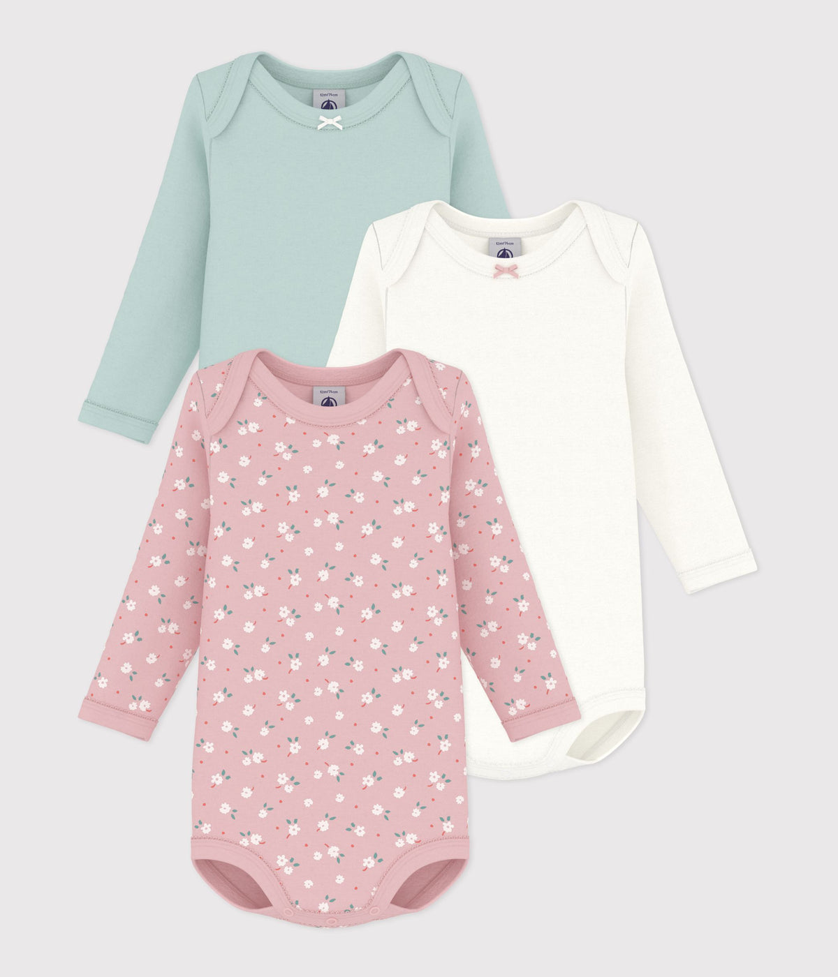 lot-de-bodies-manches-longues-en-coton-imprimé-à-fleurs-bébé