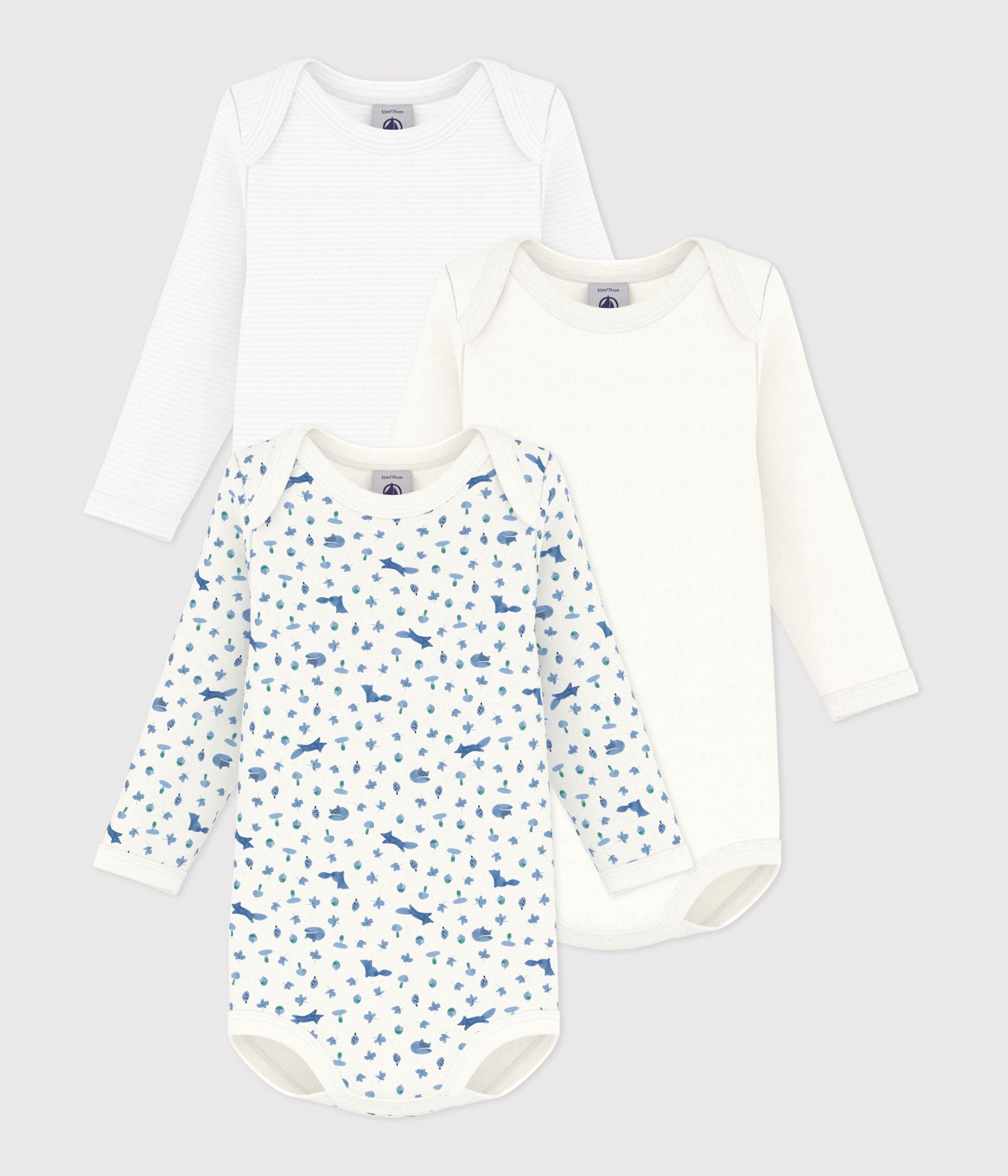 lot-de-bodies-manches-longues-en-coton-imprimé-renard-bébé