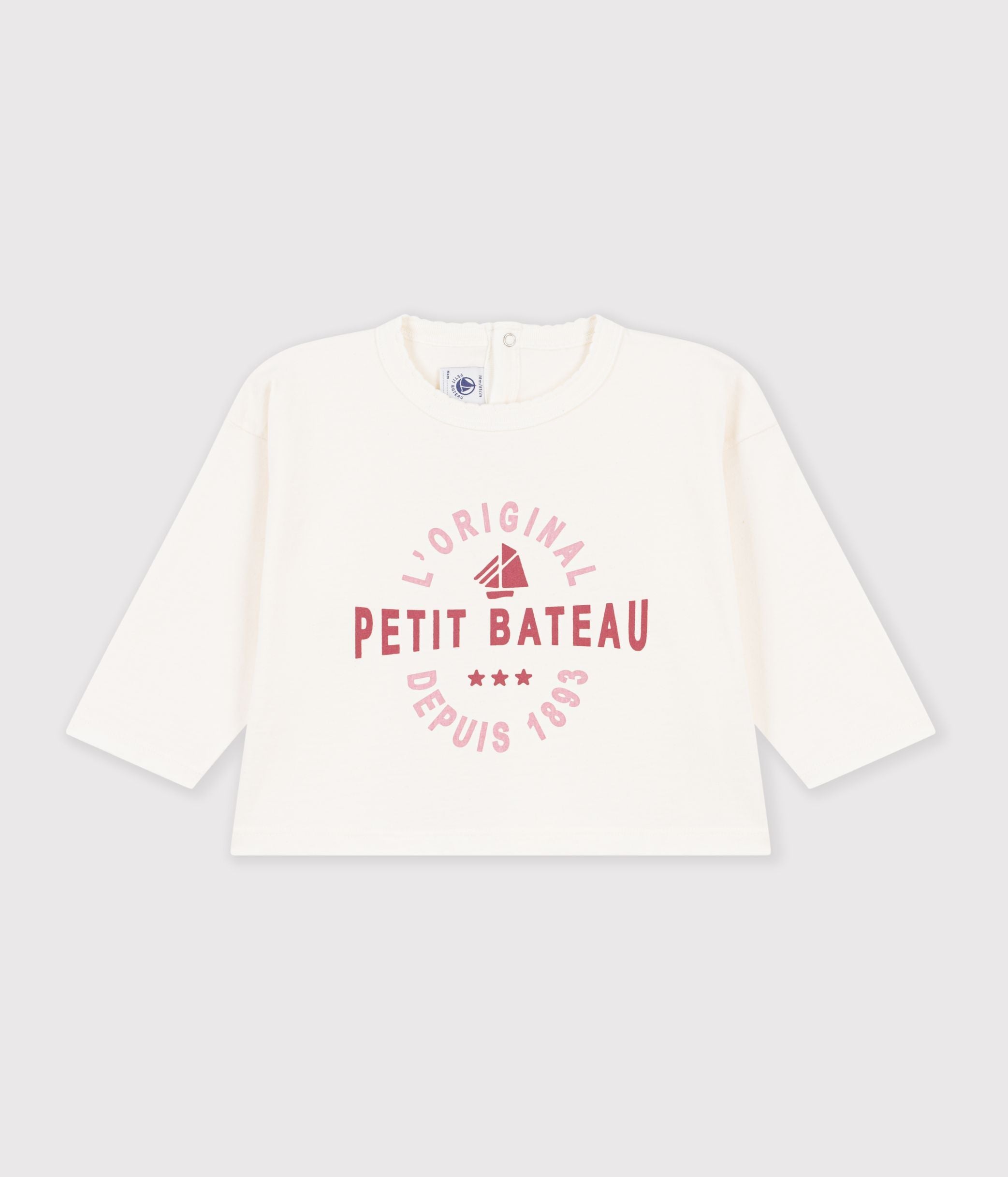tee-shirt-bébé-en-coton-manches-longues-uni-à-motif