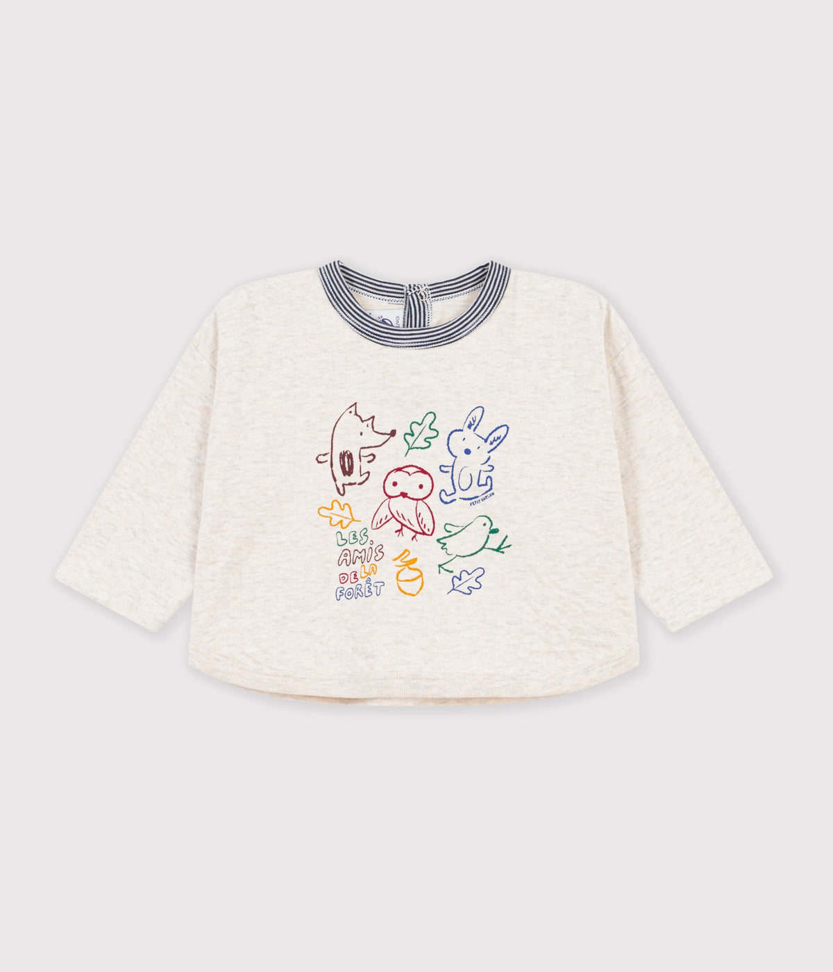 tee-shirt-bébé-en-coton-manches-longues-uni-à-motif