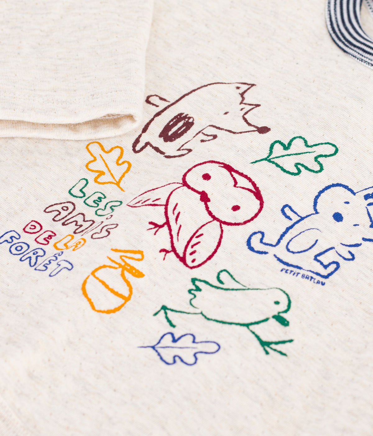 tee-shirt-bébé-en-coton-manches-longues-uni-à-motif