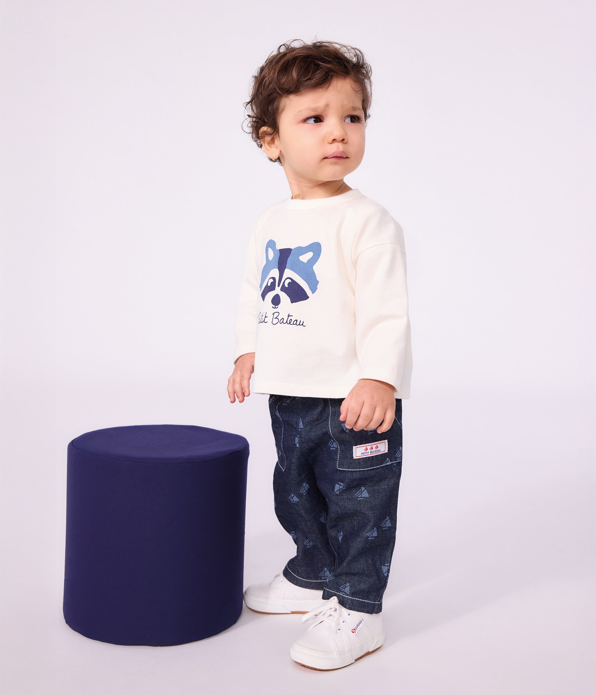 tee-shirt-bébé-en-coton-manches-longues-uni-à-motif
