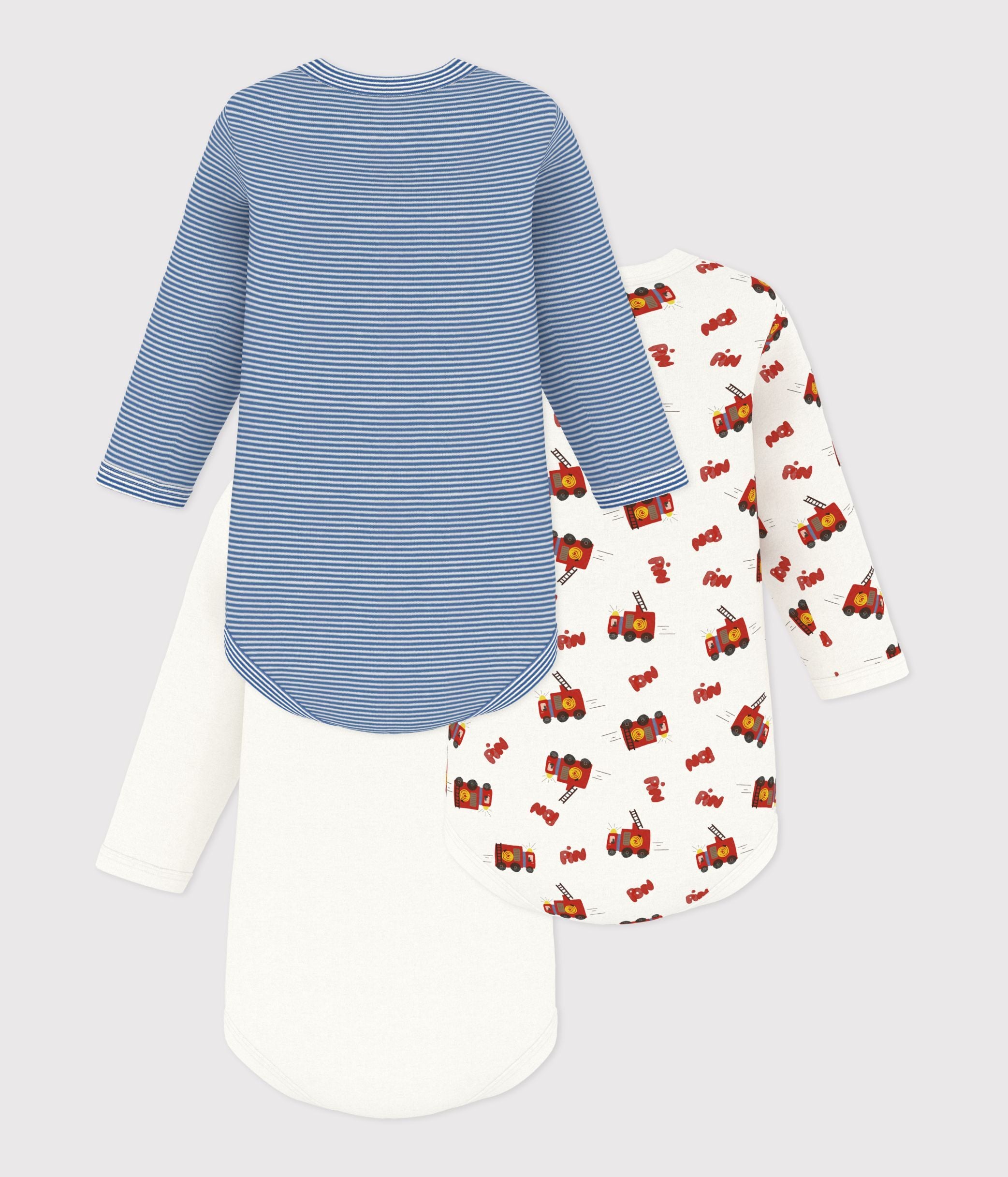 lot-de-bodies-manches-longues-en-coton-imprimé-pompier-bébé