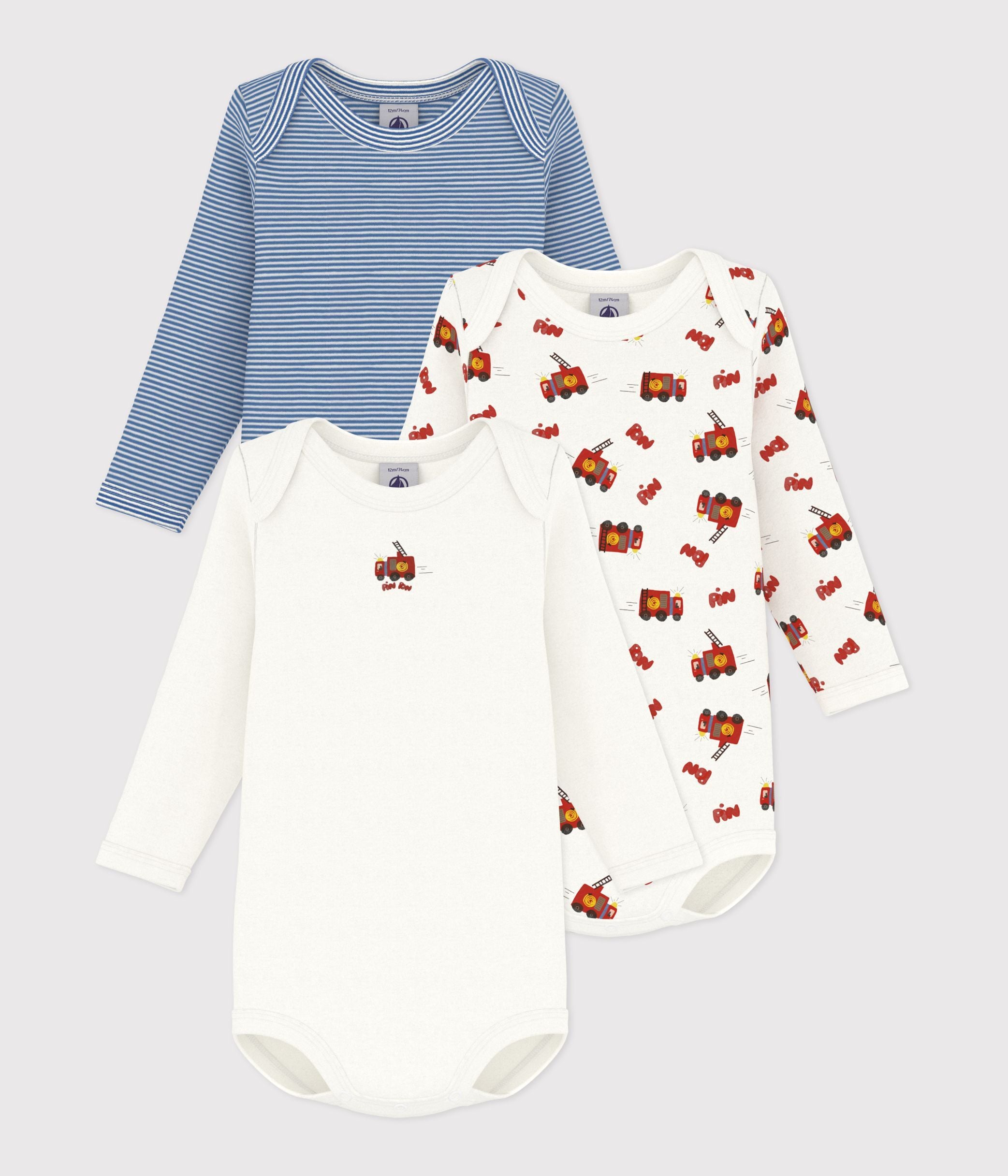 lot-de-bodies-manches-longues-en-coton-imprimé-pompier-bébé