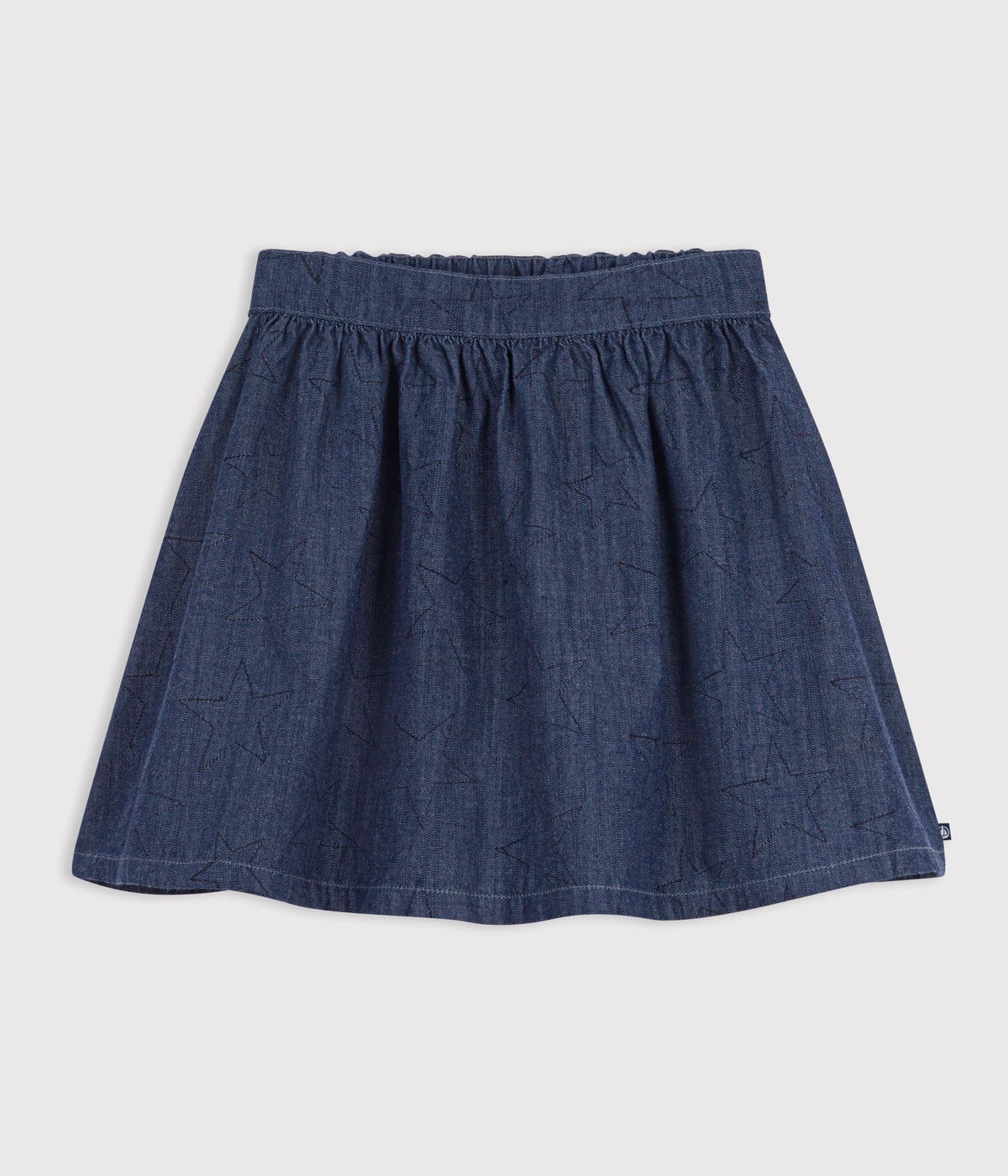 jupe-courte-en-denim-uni-motif-étoiles