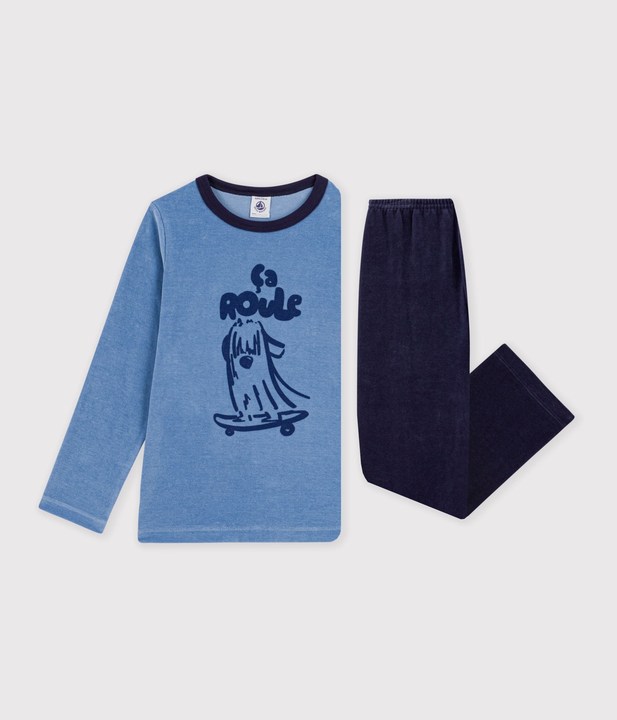 pyjama-enfant-en-velours-uni-à-motif