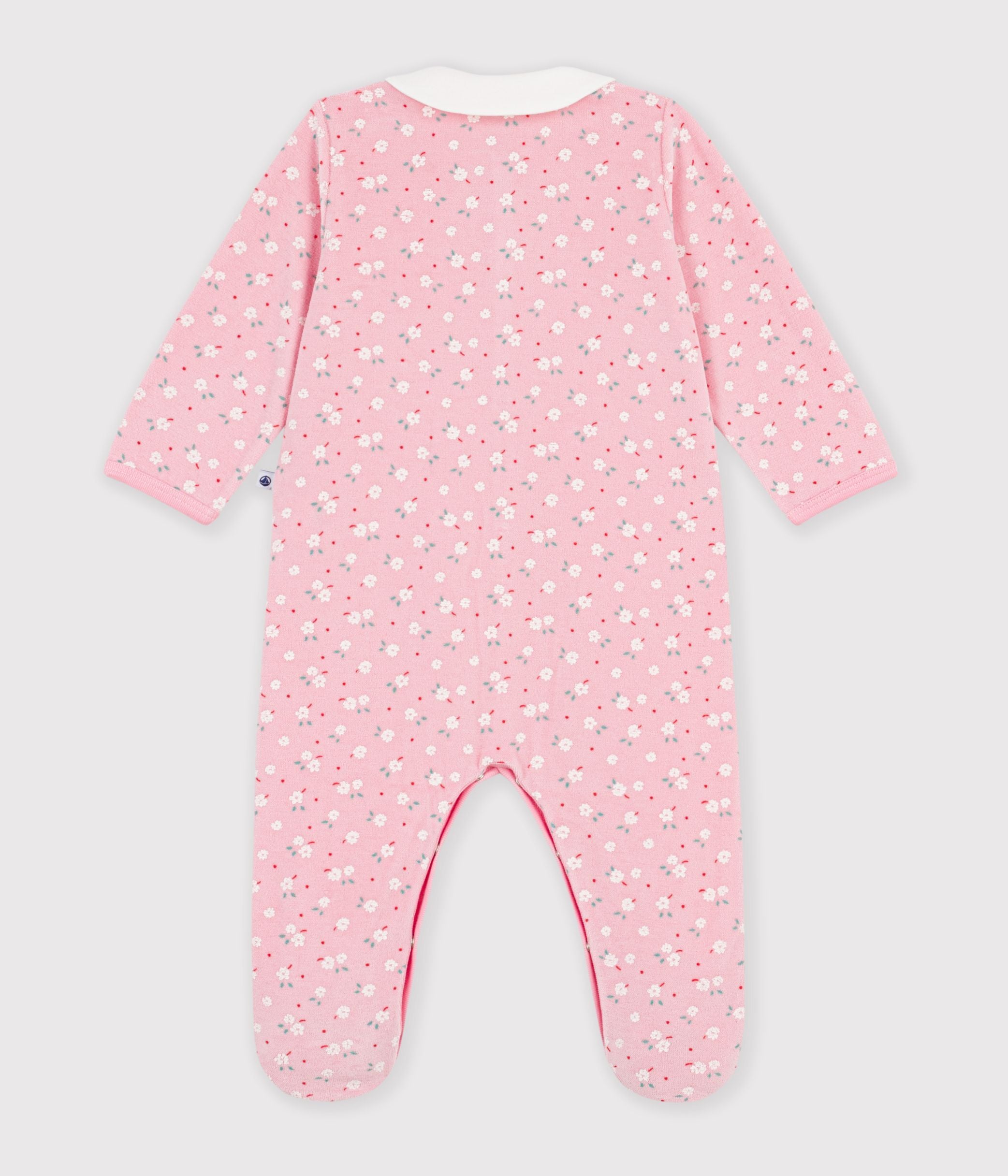 pyjama-bébé-en-velours-avec-col,-imprimé-à-fleurs
