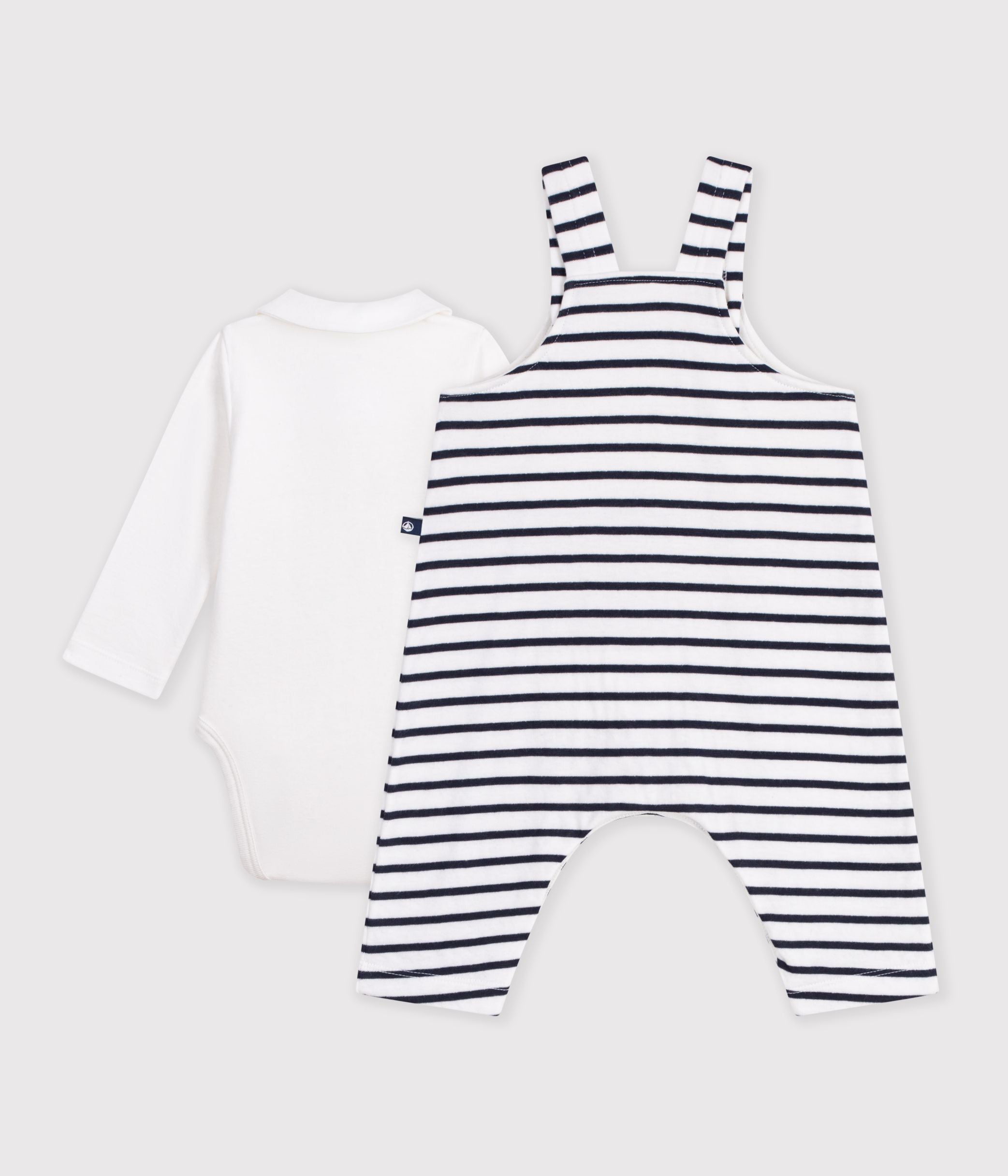 ensemble-salopette-et-body-bébé-en-coton-avec-col,-à-rayures