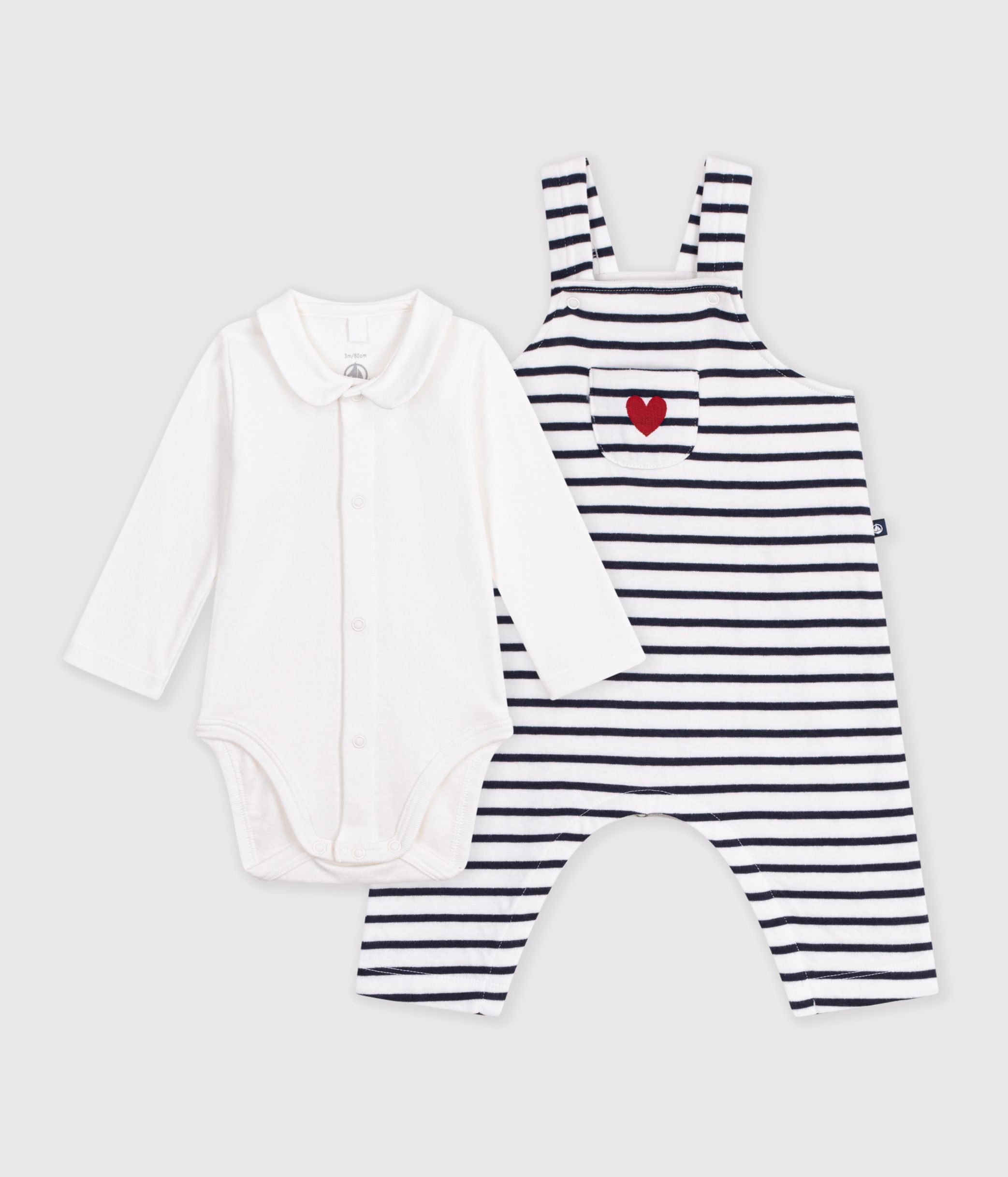 ensemble-salopette-et-body-bébé-en-coton-avec-col,-à-rayures