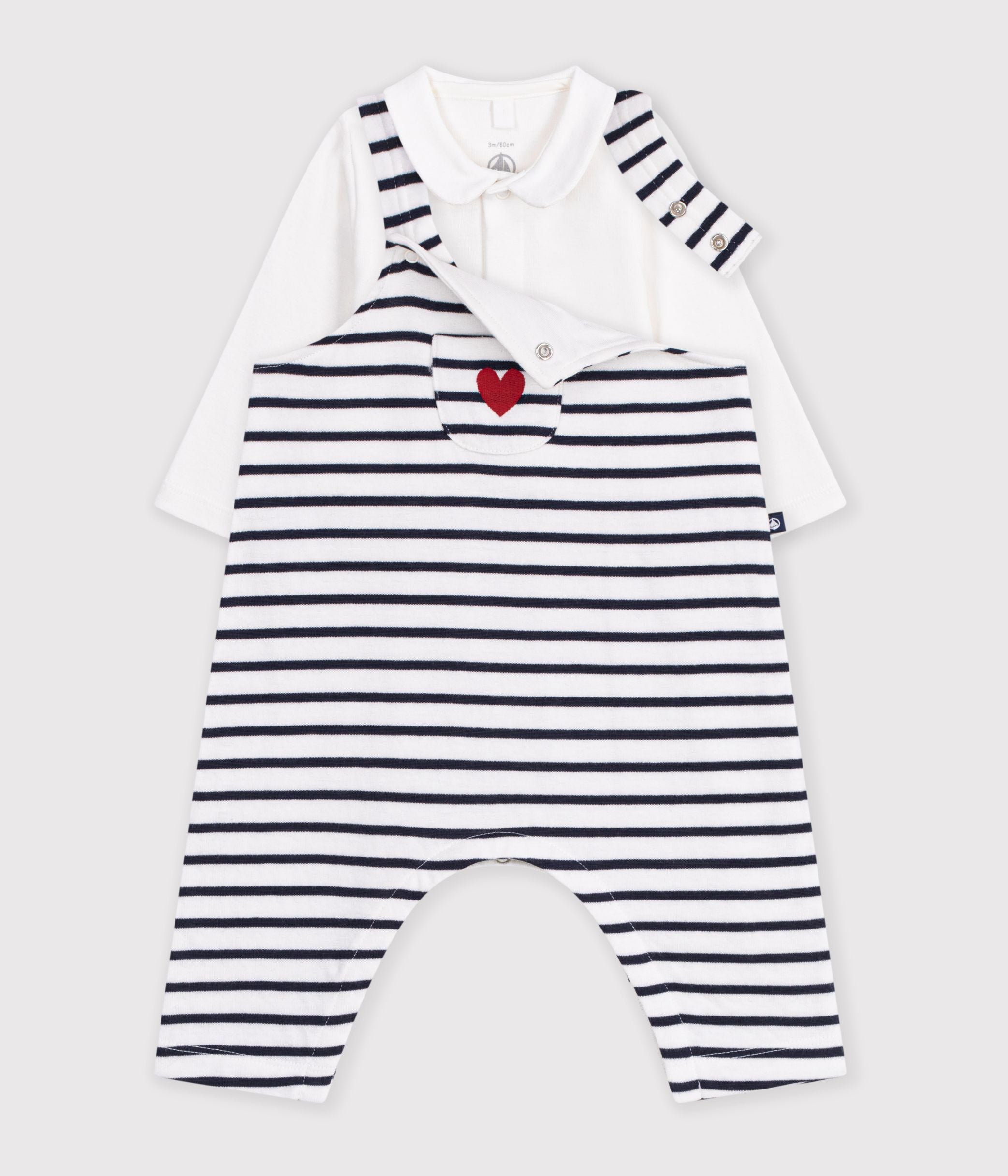 ensemble-salopette-et-body-bébé-en-coton-avec-col,-à-rayures