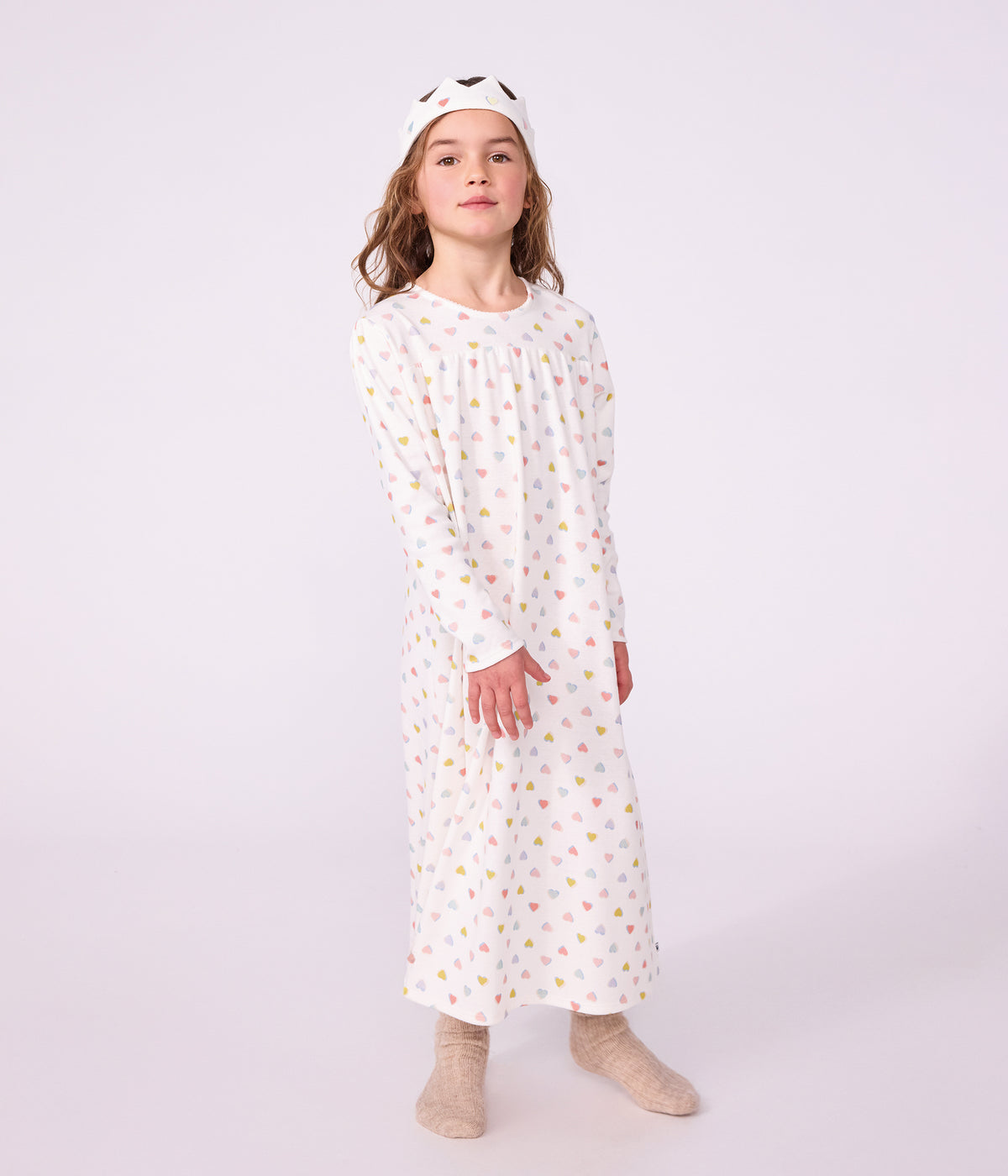 chemise-de-nuit-déguisement-princesse-et-diadème-enfant-en-coton