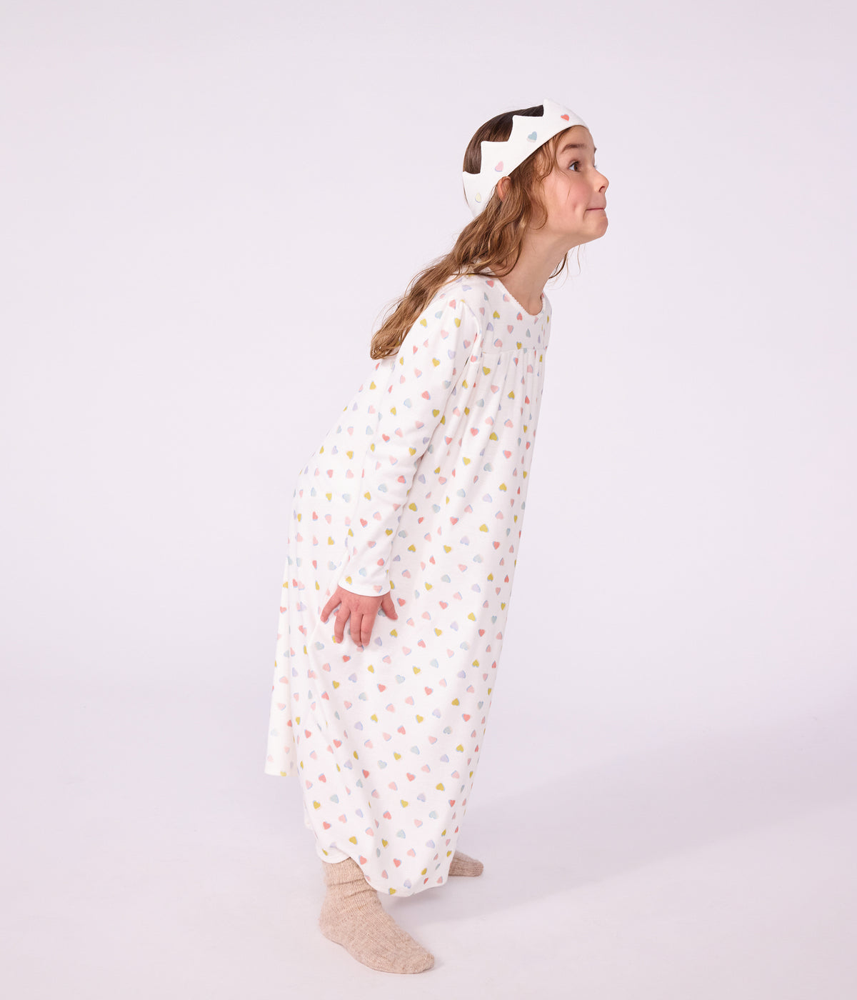 chemise-de-nuit-déguisement-princesse-et-diadème-enfant-en-coton