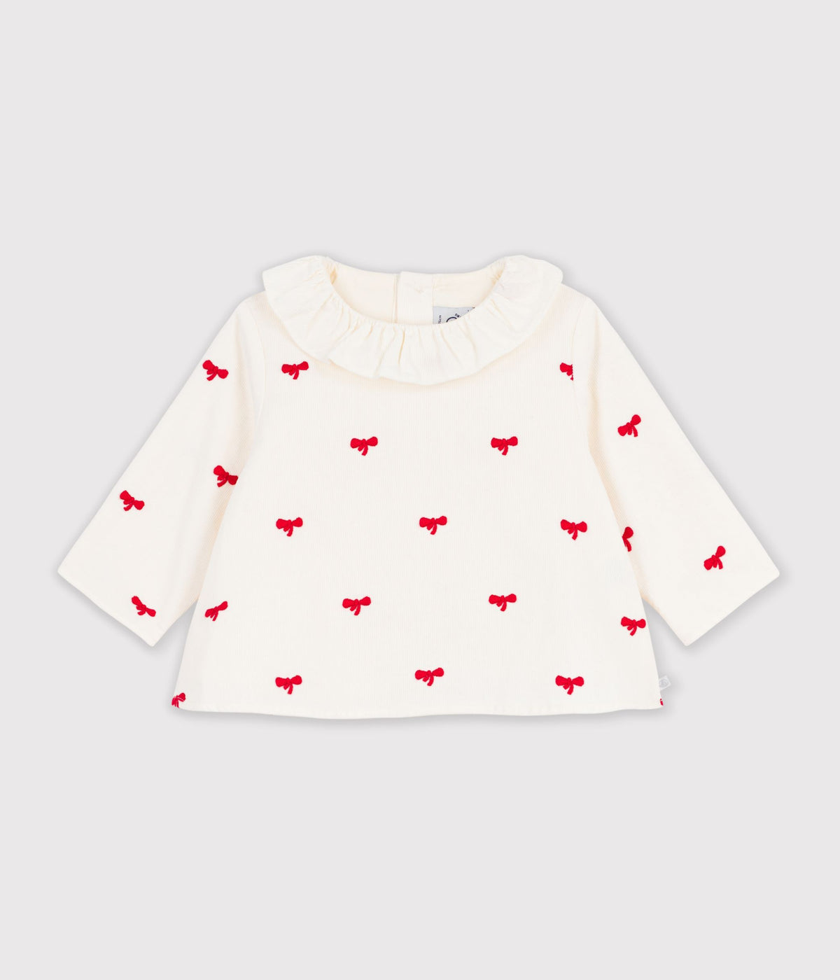 blouse-bébé-en-velours-brodé-motif-noeuds