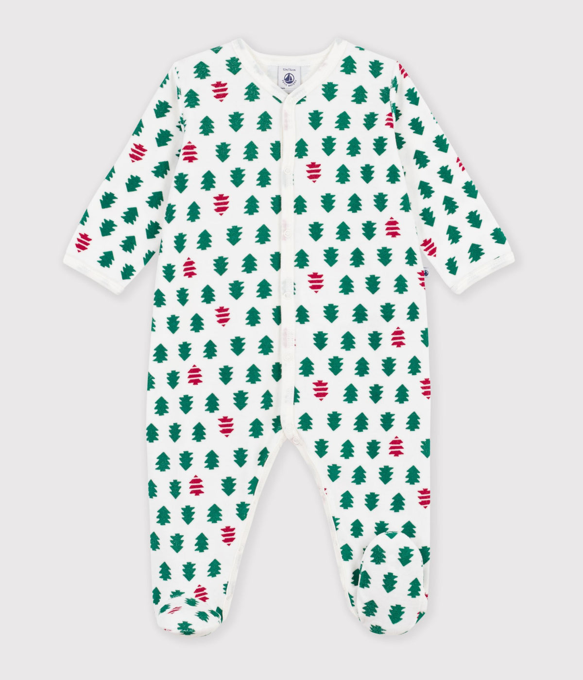 pyjama-bébé-en-velours-imprimé-sapins